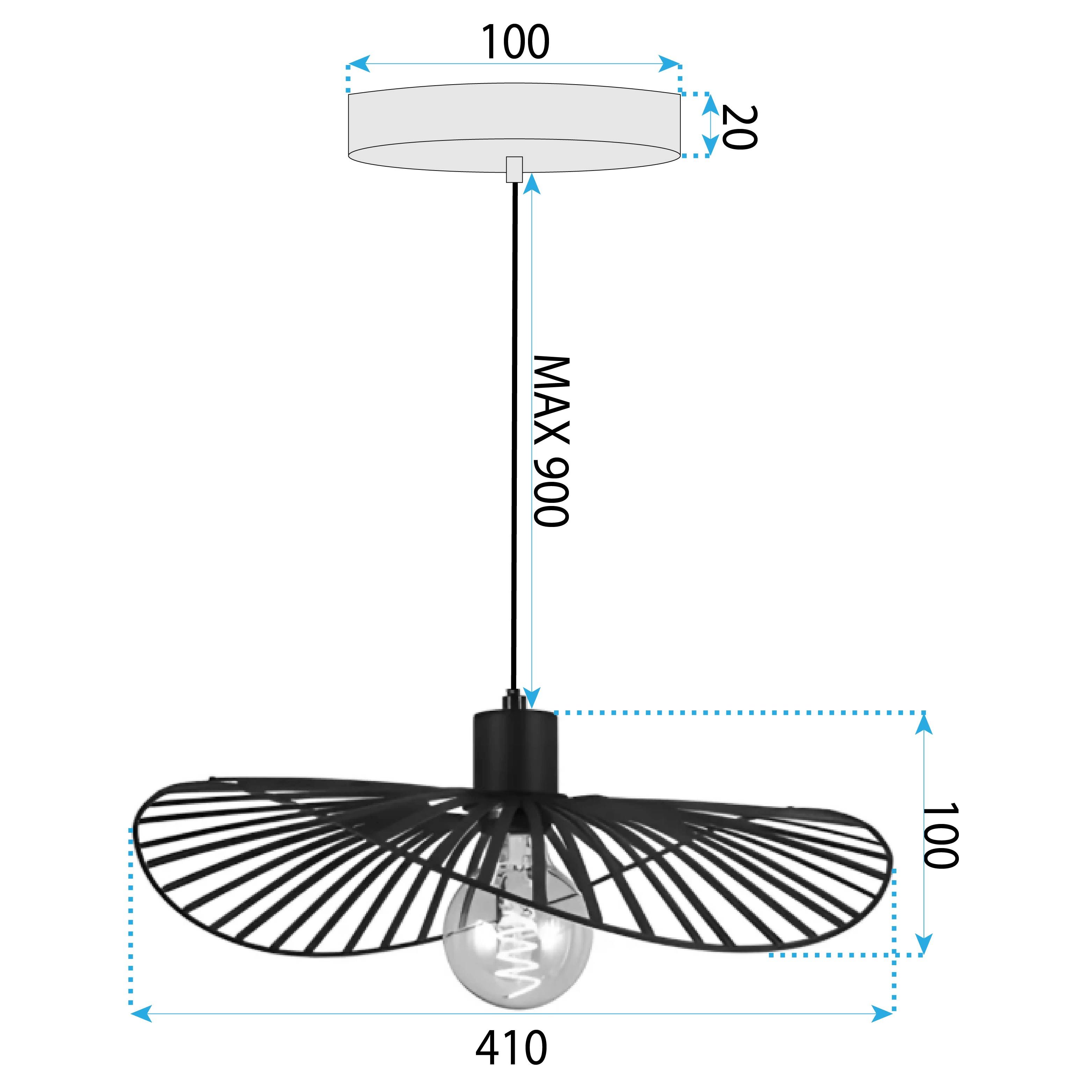 Toolight, závesné svietidlo 41cm, 1xE27, APP1840-1CP, čierna, OSW-07061