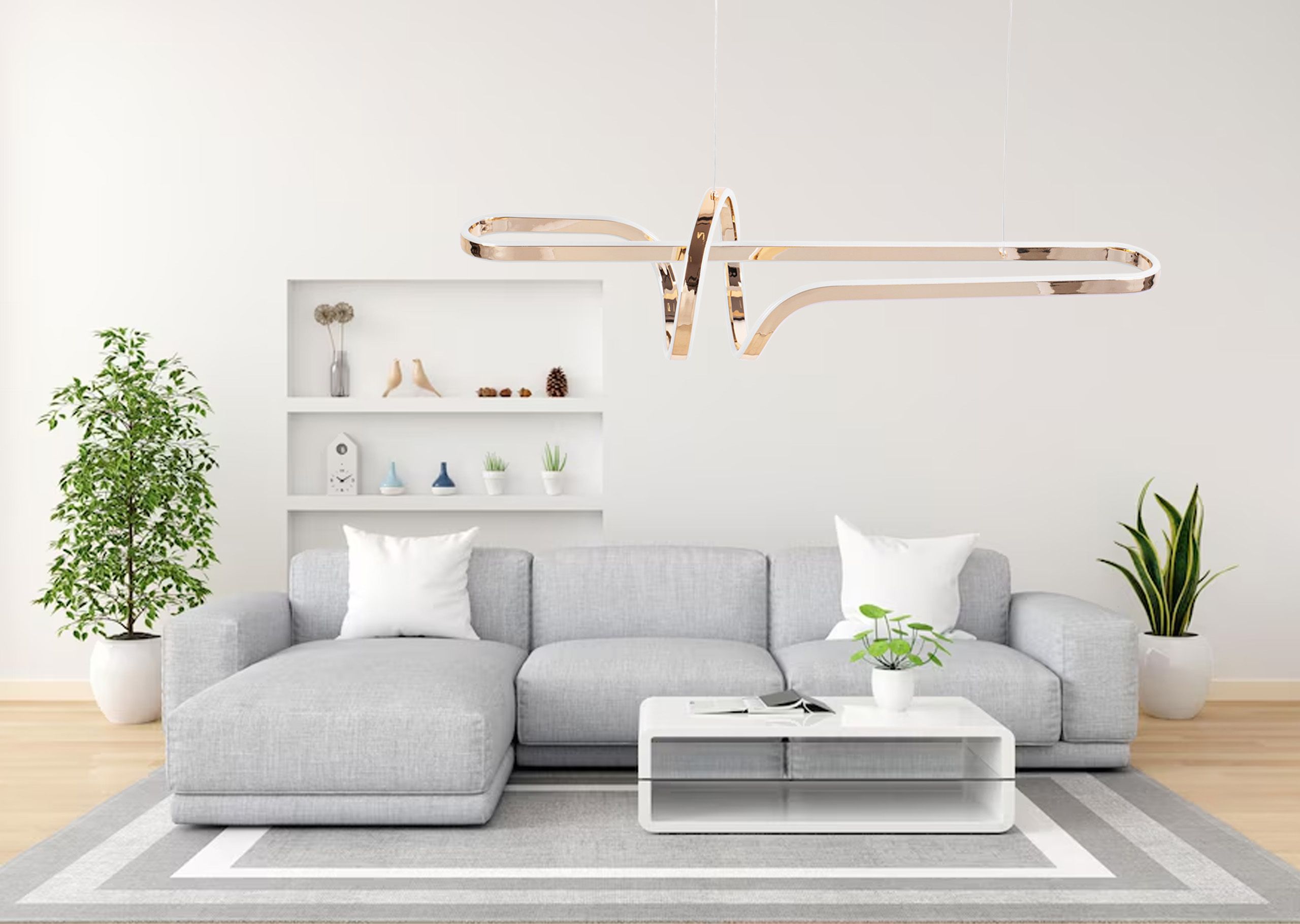 Toolight, LED stropné osvetlenie 98cm, 100W, 4000K, G039-CP, zlatá lesklá, OSW-06306