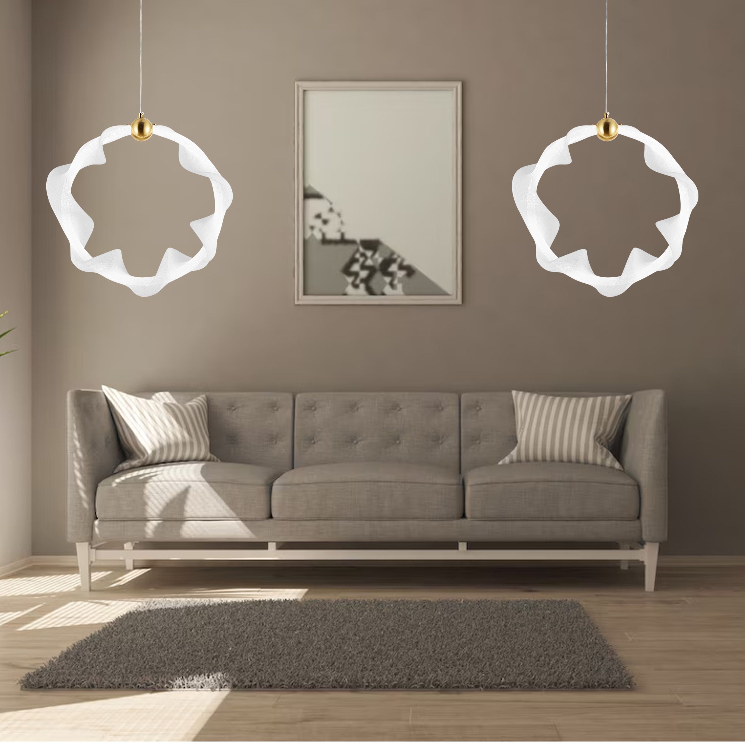 Toolight, LED závesné osvetlenie 22W, 4000K, 1540lm, G014-1CP, biela-zlatá, OSW-06361