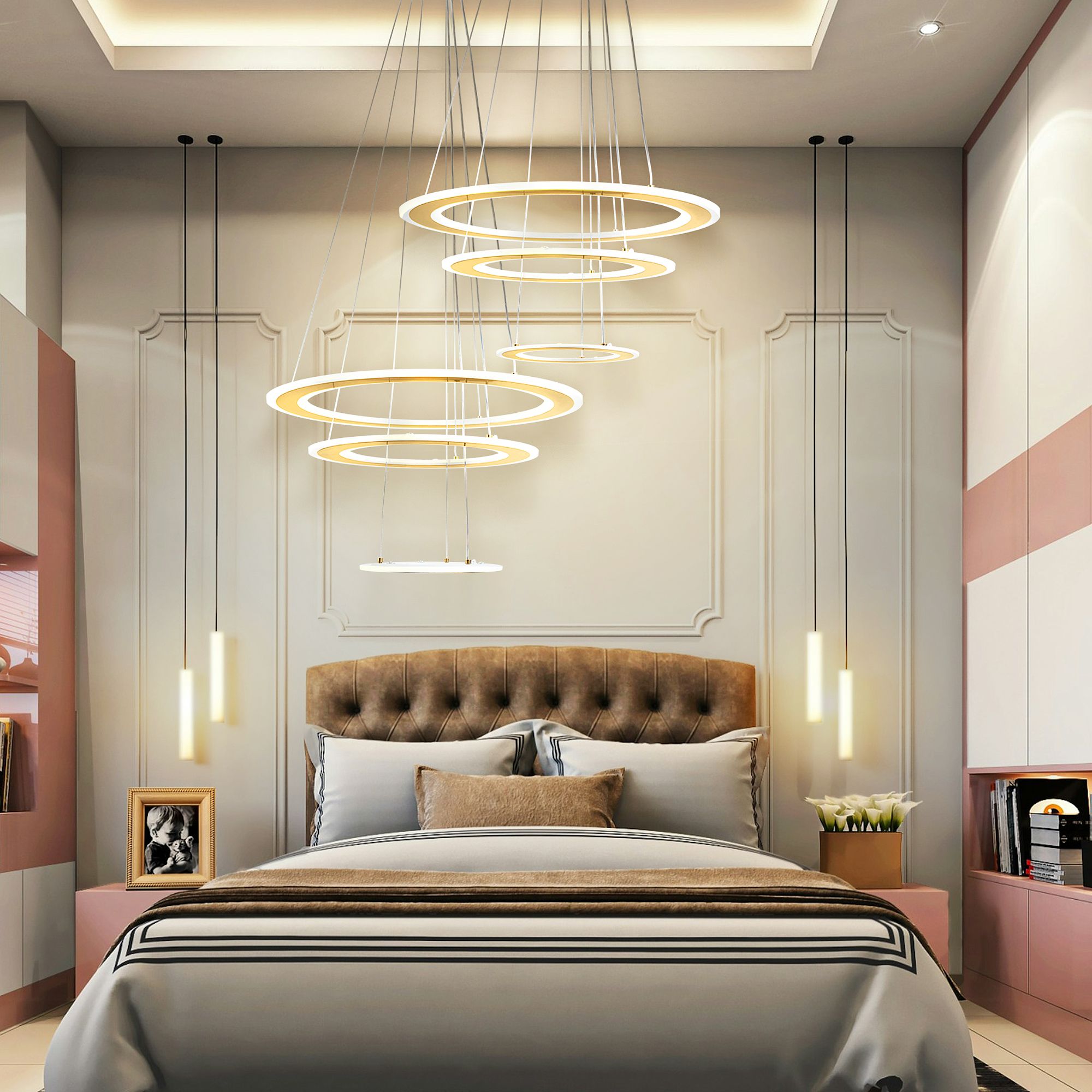 Toolight, LED stropné svietidlo 46cm, 100W, LED G041-3CP, zlatá matná, OSW-06308