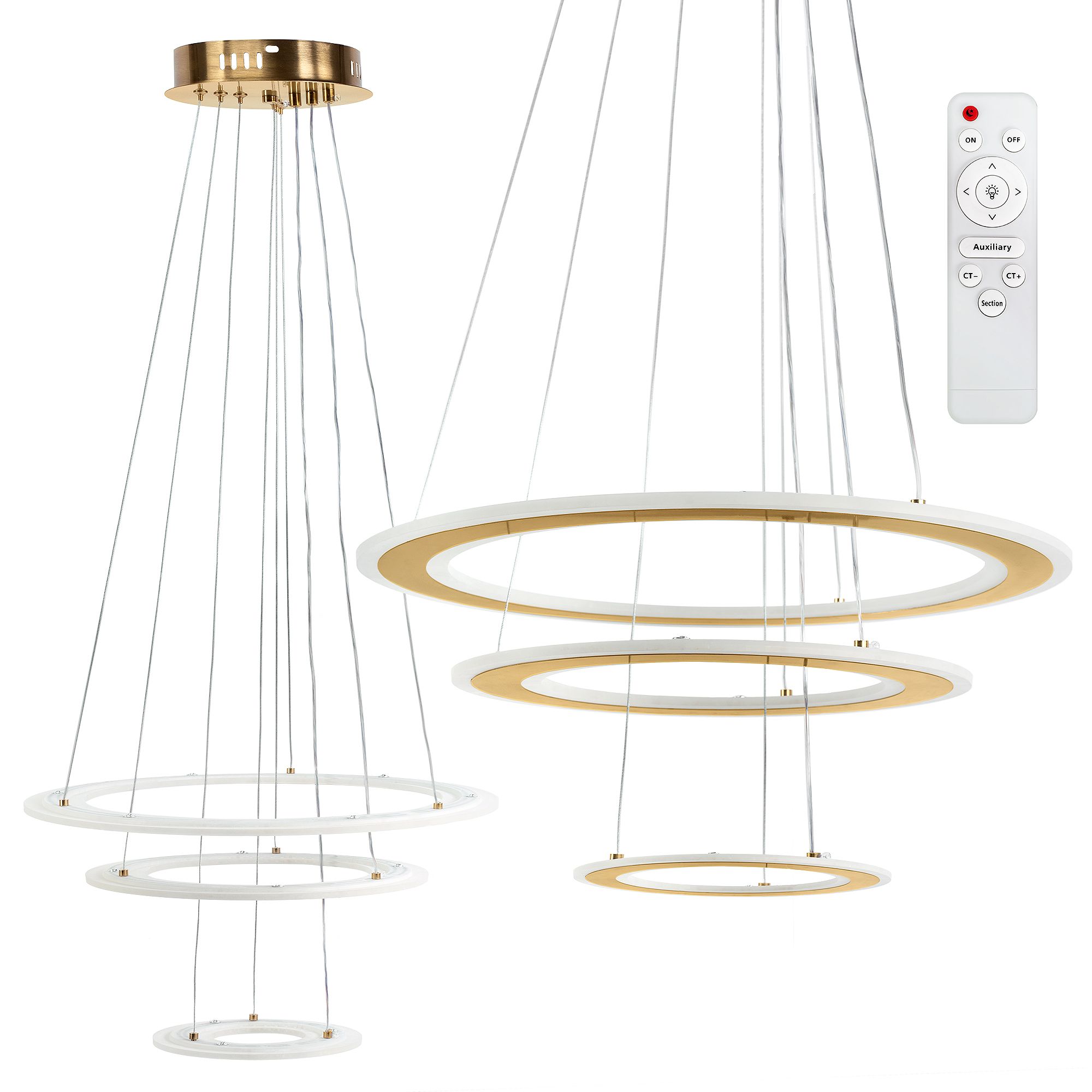 Toolight, LED stropné svietidlo 46cm, 100W, LED G041-3CP, zlatá matná, OSW-06308