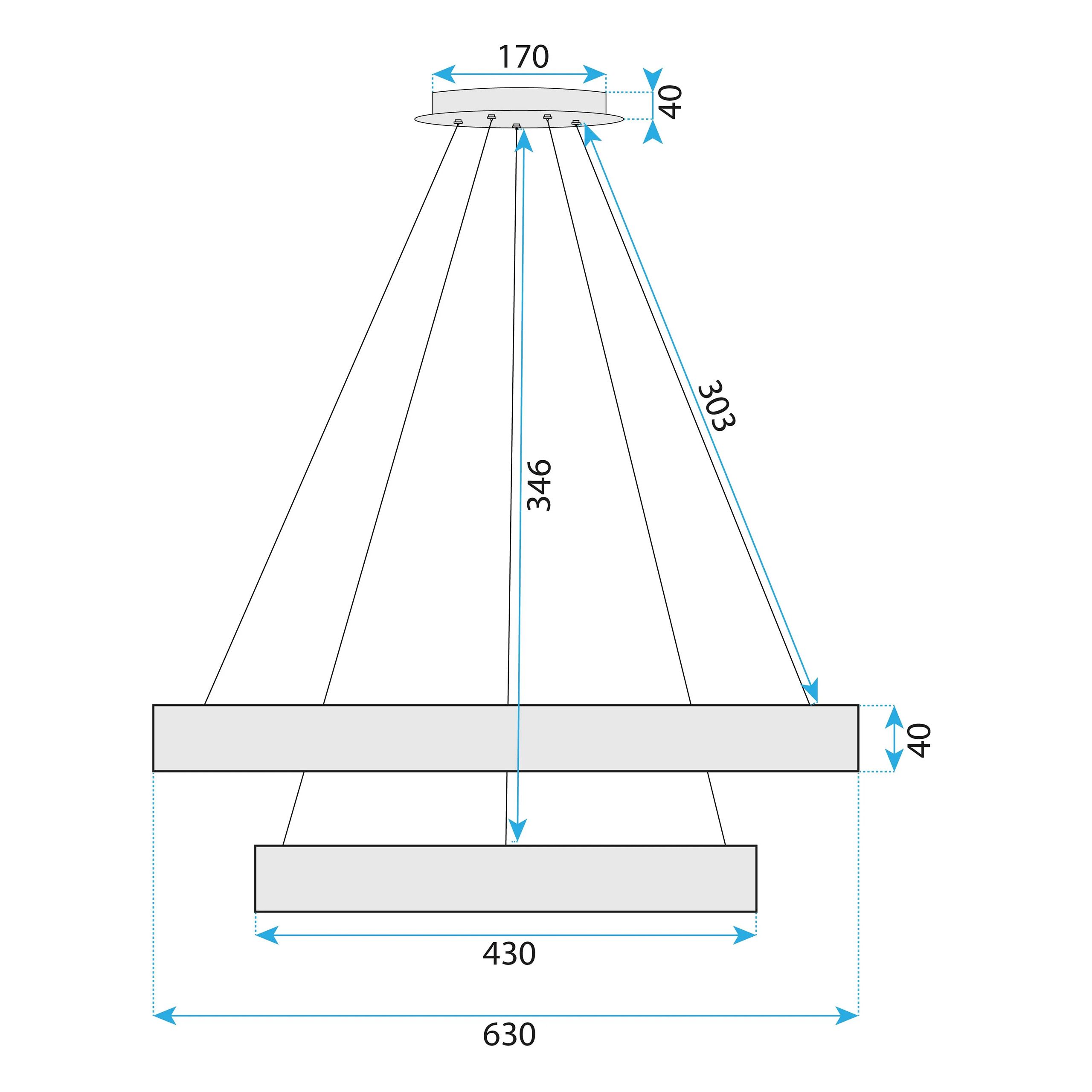 Toolight, LED závesné osvetlenie 63cm, 80W, G046-2CP, chrómová, OSW-06314