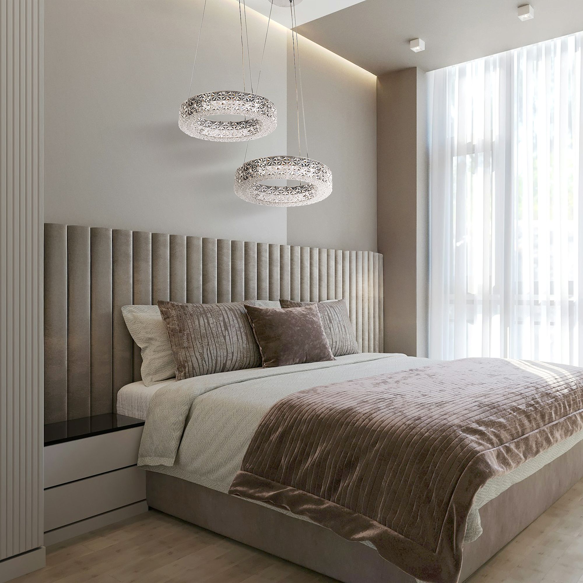 Toolight, LED závesné osvetlenie 28cm, 12W, 4000K, MS003-CP, chrómová, OSW-09613