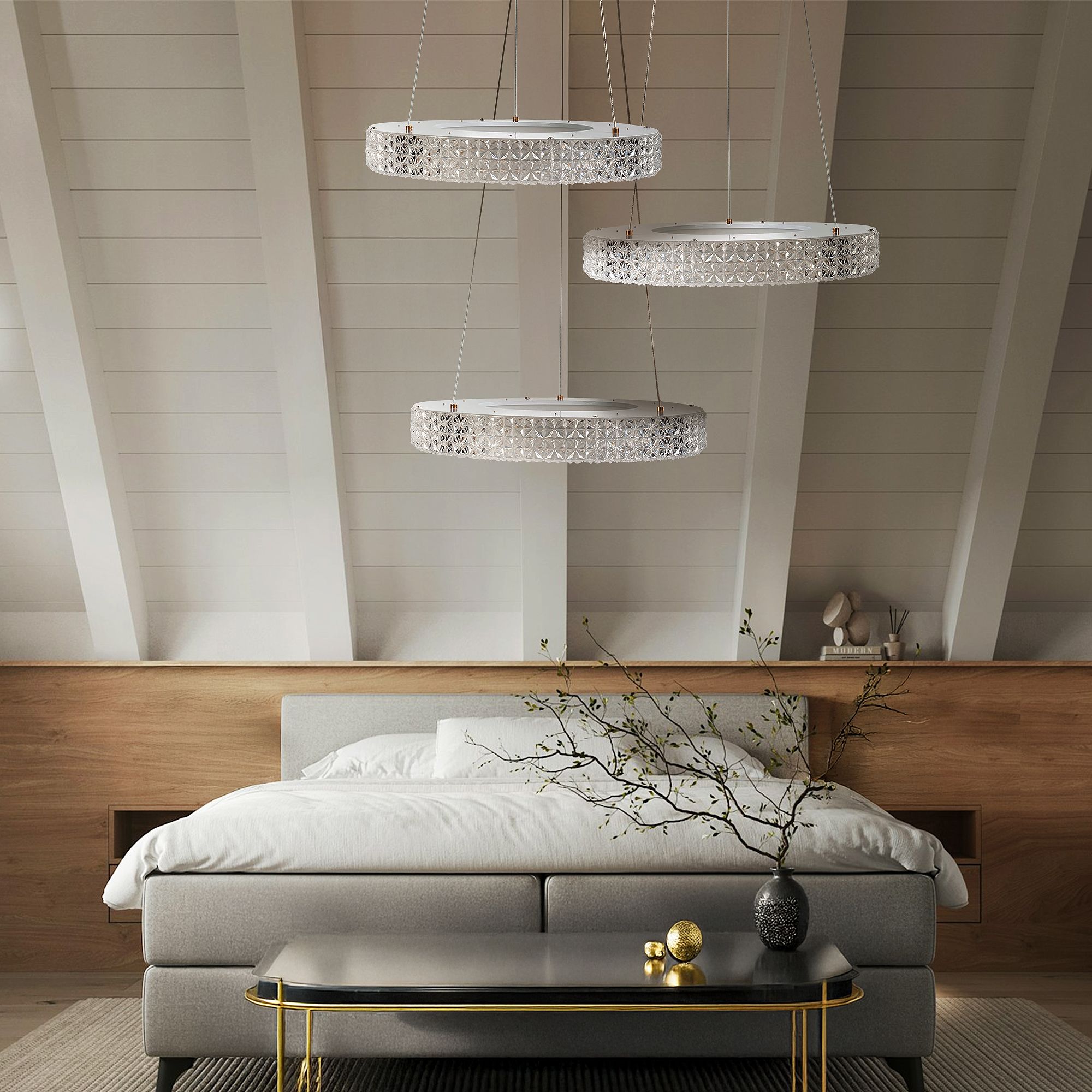 Toolight, LED závesné osvetlenie 40cm, 24W, 4000K, MS001-CP, ružové zlato, OSW-09610