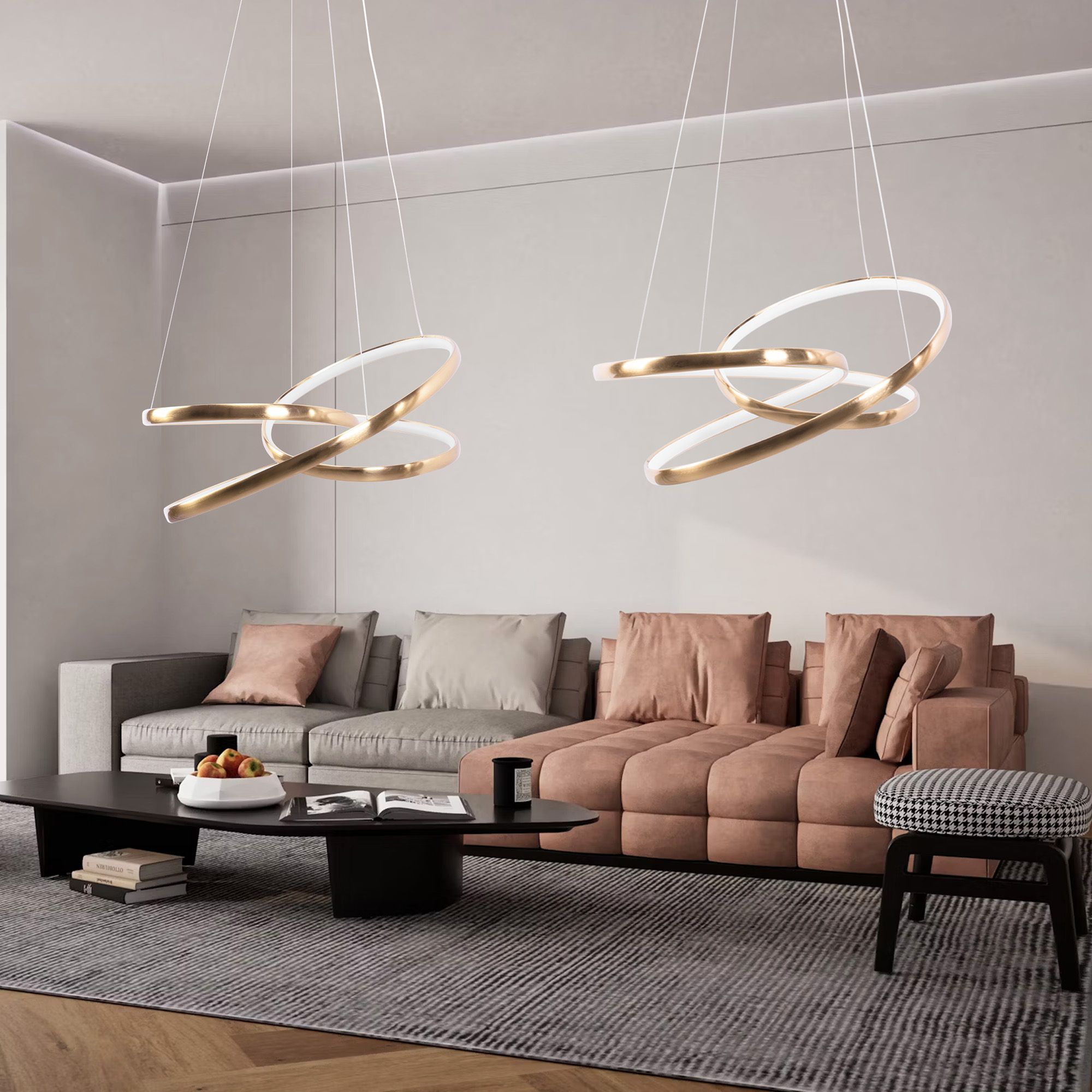 Toolight, LED závesné svietidlo 50cm, 32W, G005-CP, zlatá lesklá, OSW-09746