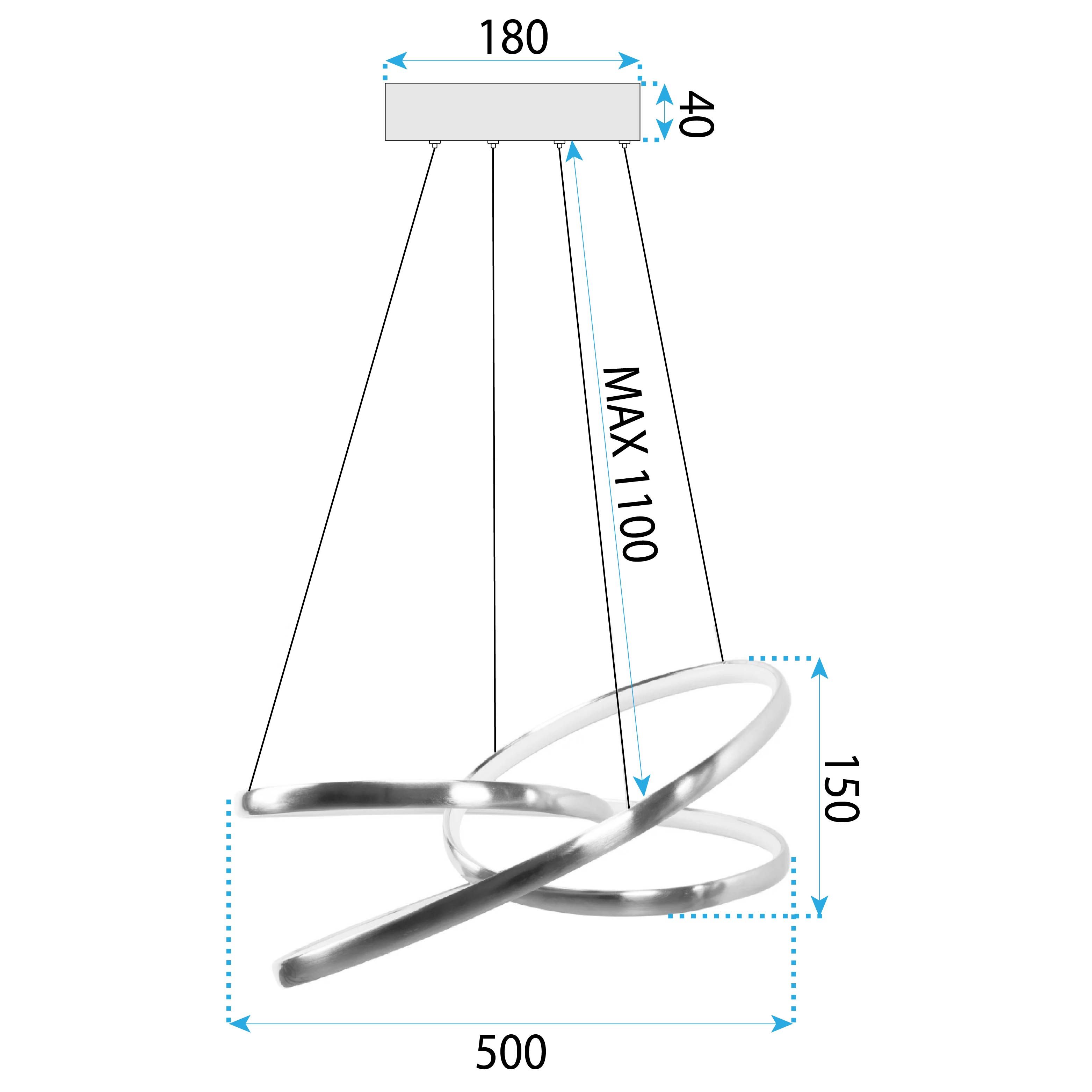 Toolight, LED závesné svietidlo 50cm, 32W, G005-CP, zlatá lesklá, OSW-09746