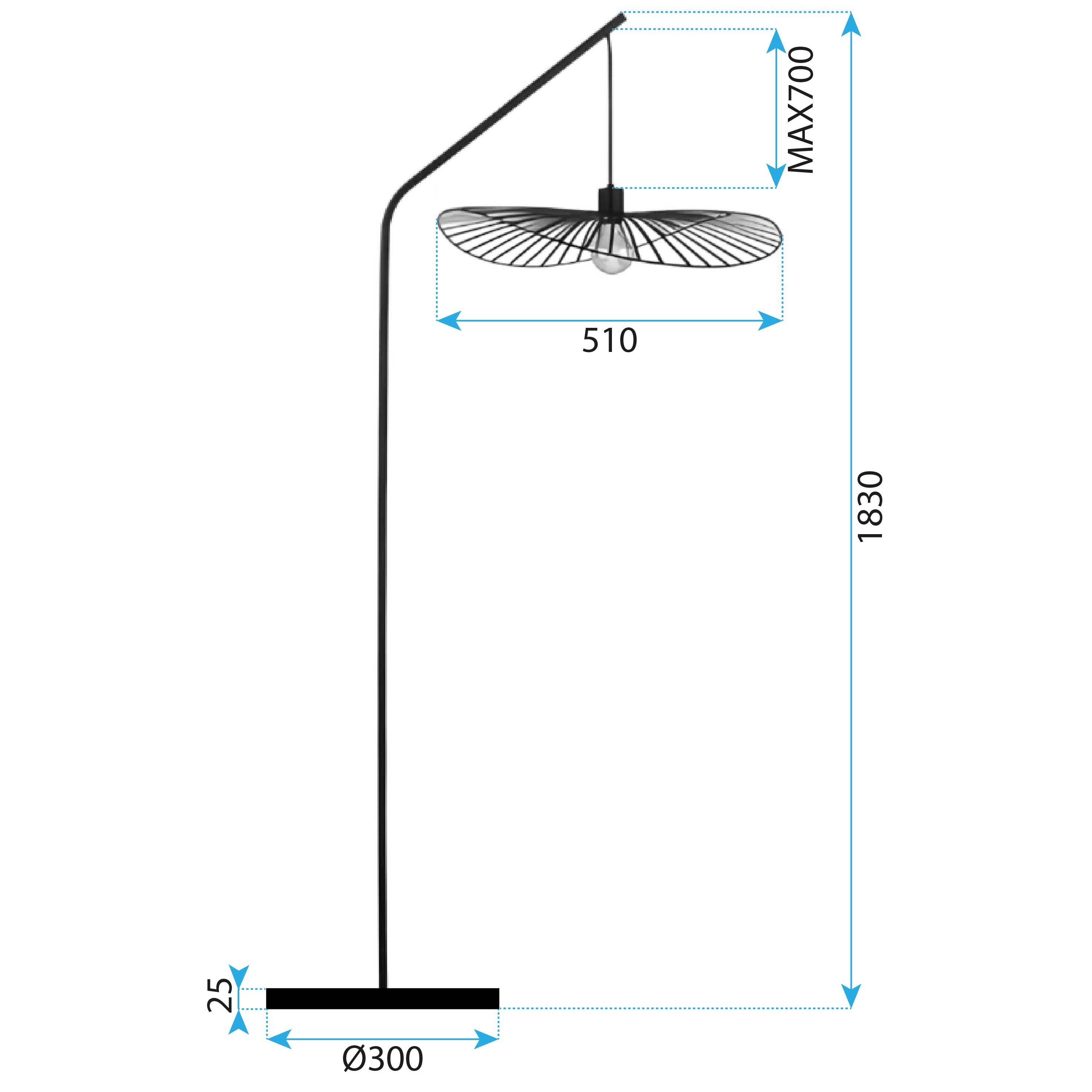 Toolight, stojaca lampa 183cm, 1xE27, APP1844-1F, čierna, OSW-07065