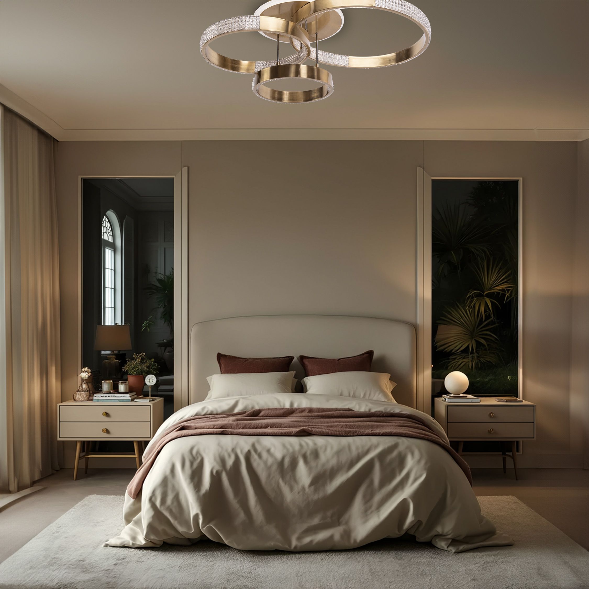 Toolight, LED stropné svietidlo 68x40cm, 42W, 4000K, 3000lm + diaľkové ovládanie, G004-C, zlatá matná, OSW-09745