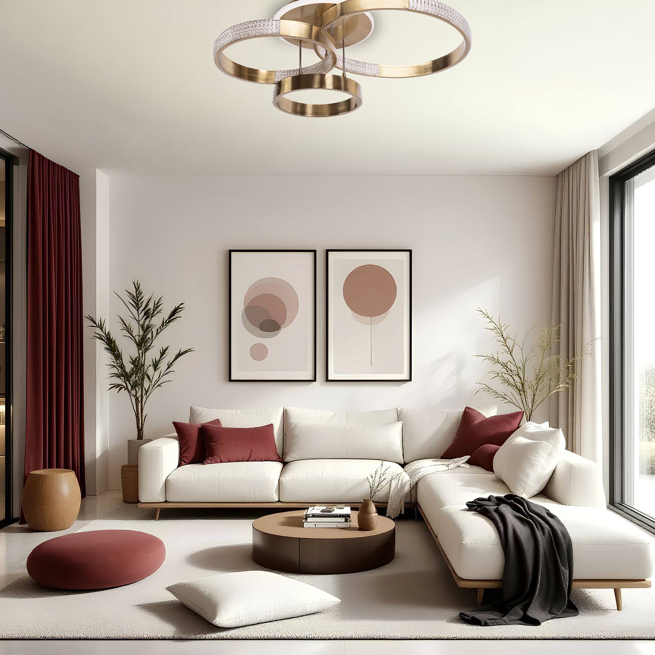 Toolight, LED stropné svietidlo 68x40cm, 42W, 4000K, 3000lm + diaľkové ovládanie, G004-C, zlatá matná, OSW-09745