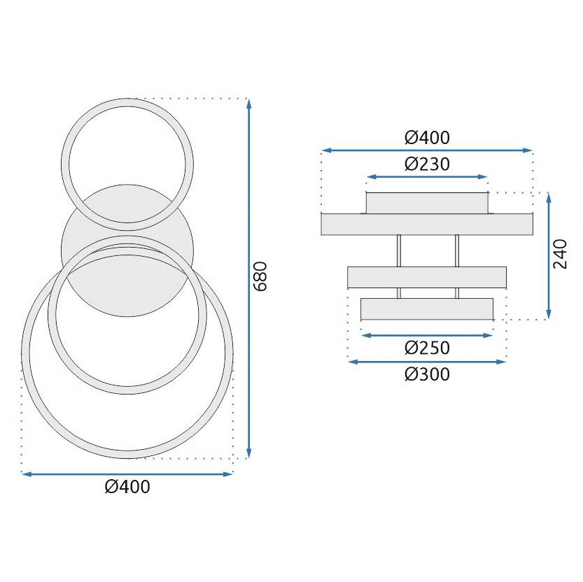 Toolight, LED stropné svietidlo 68x40cm, 42W, 4000K, 3000lm + diaľkové ovládanie, G004-C, zlatá matná, OSW-09745