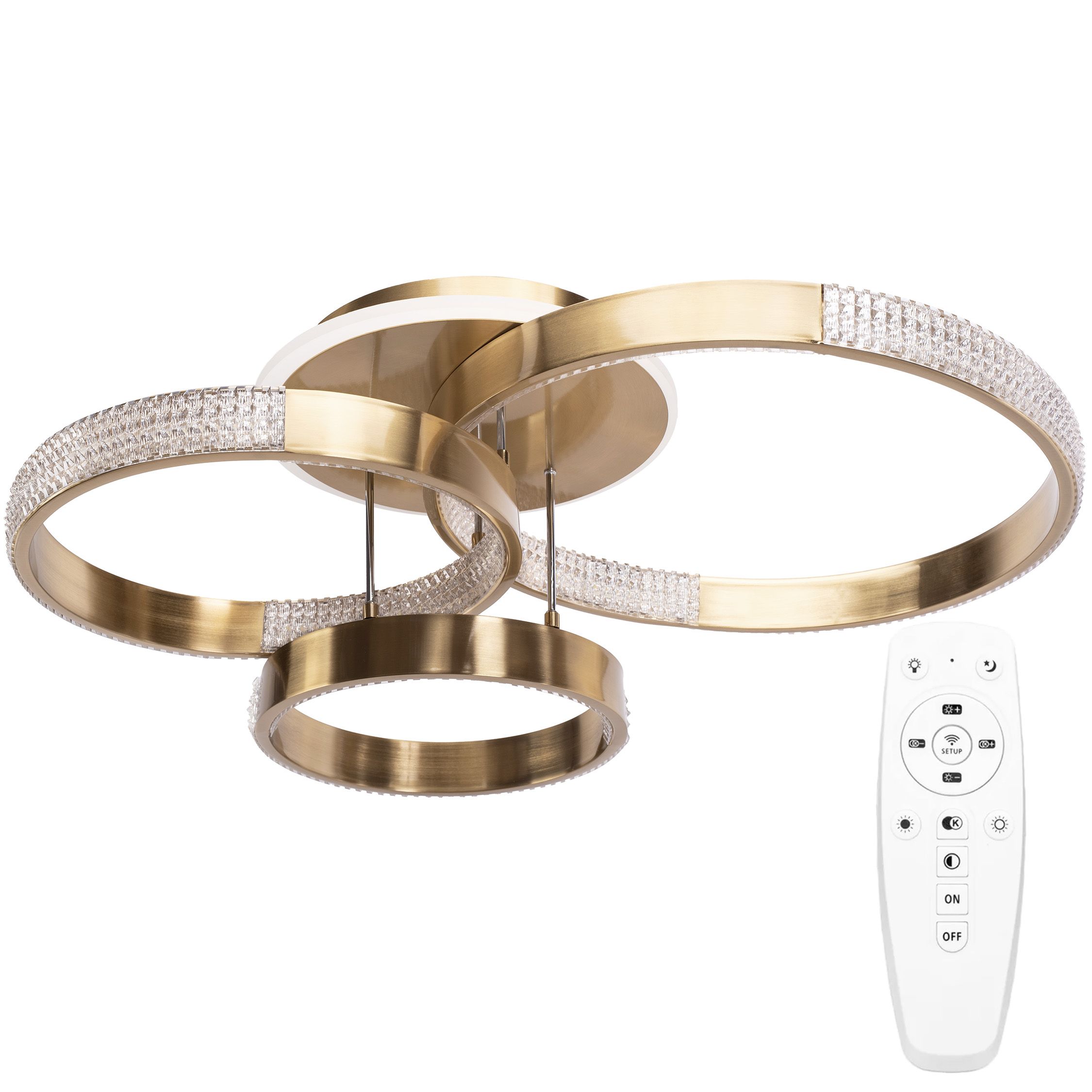 Toolight, LED stropné svietidlo 68x40cm, 42W, 4000K, 3000lm + diaľkové ovládanie, G004-C, zlatá matná, OSW-09745