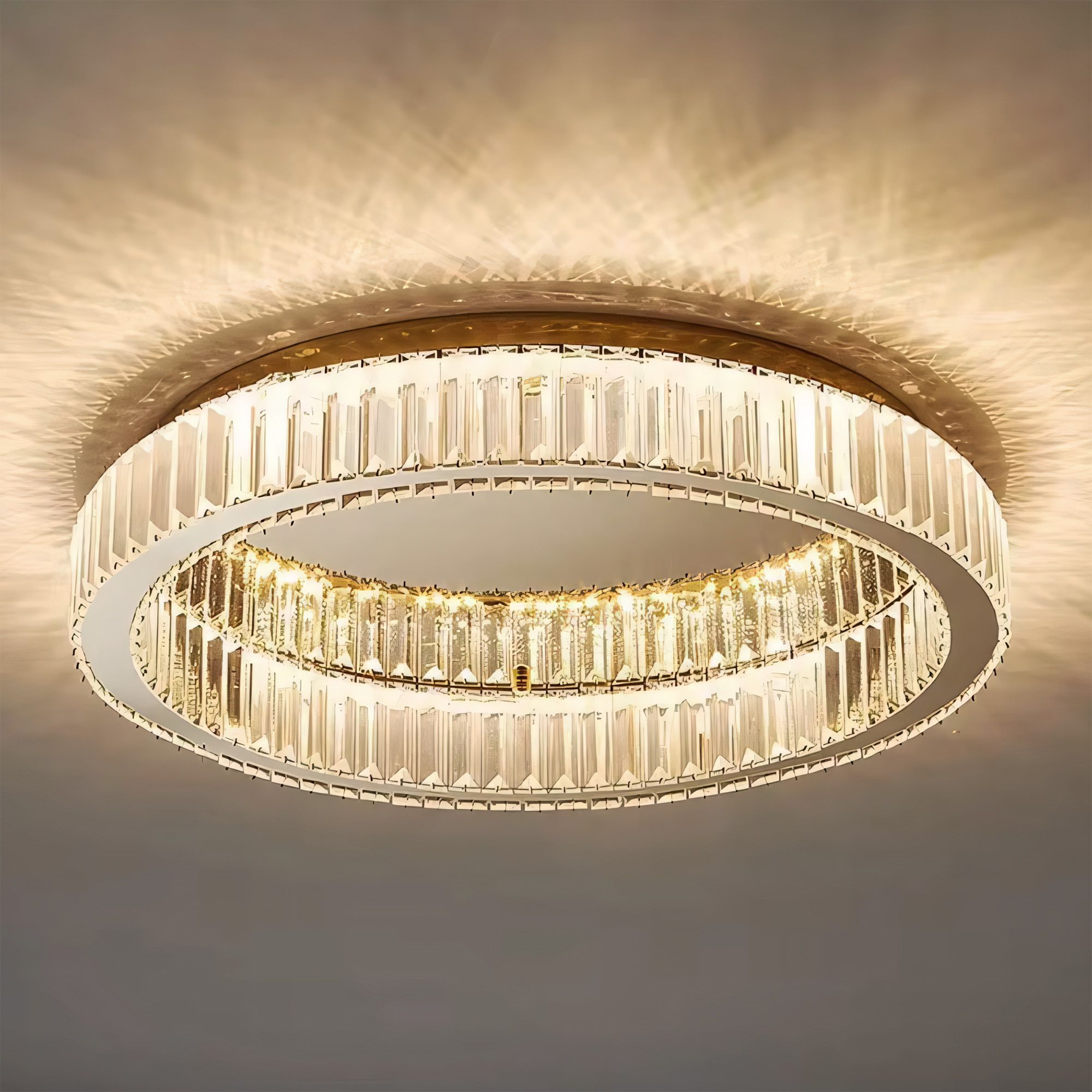 Toolight, LED stropné krištáľové svietidlo 39cm, 24W, 4000K, 1500lm, APP1719-C 40, zlatá lesklá, OSW-09300