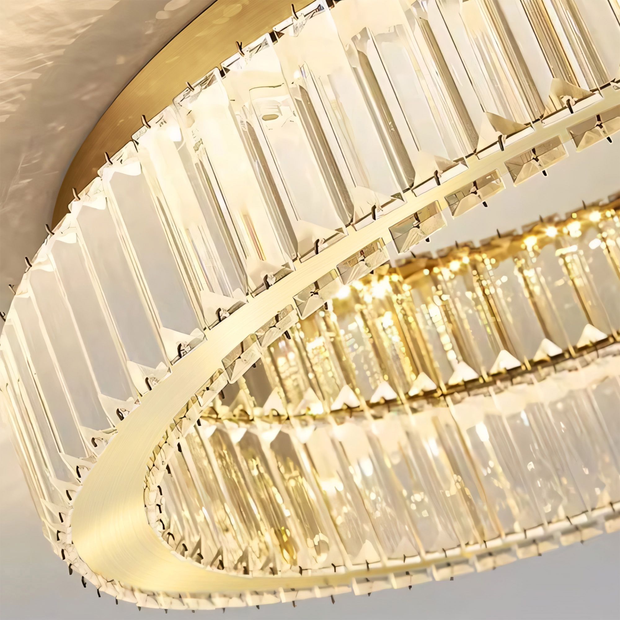 Toolight, LED krištáľové stropné svietidlo 40cm, 24W, 4000K, 1120lm, APP1720-C, zlatá matná, OSW-09301