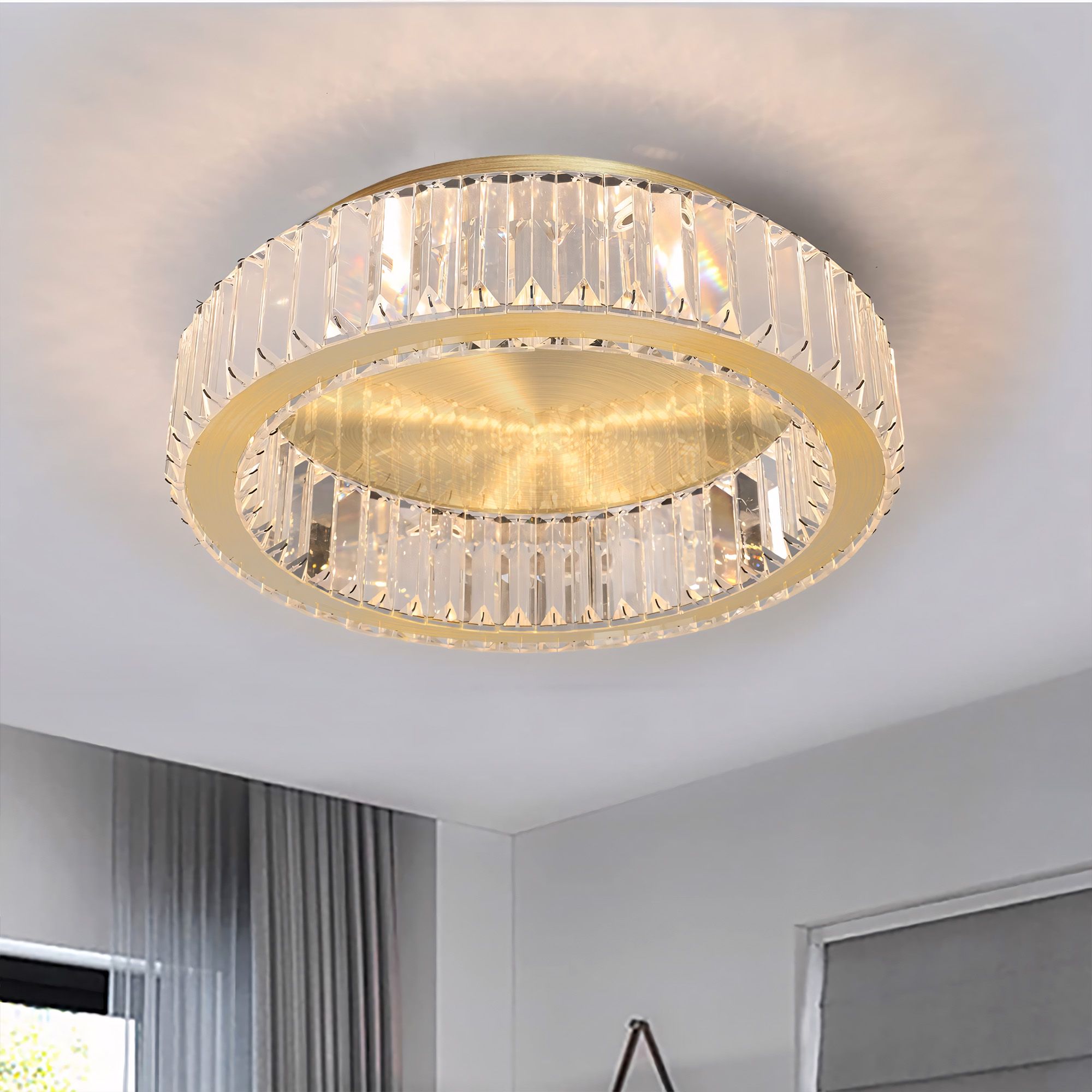Toolight, LED krištáľové stropné svietidlo 40cm, 24W, 4000K, 1120lm, APP1720-C, zlatá matná, OSW-09301