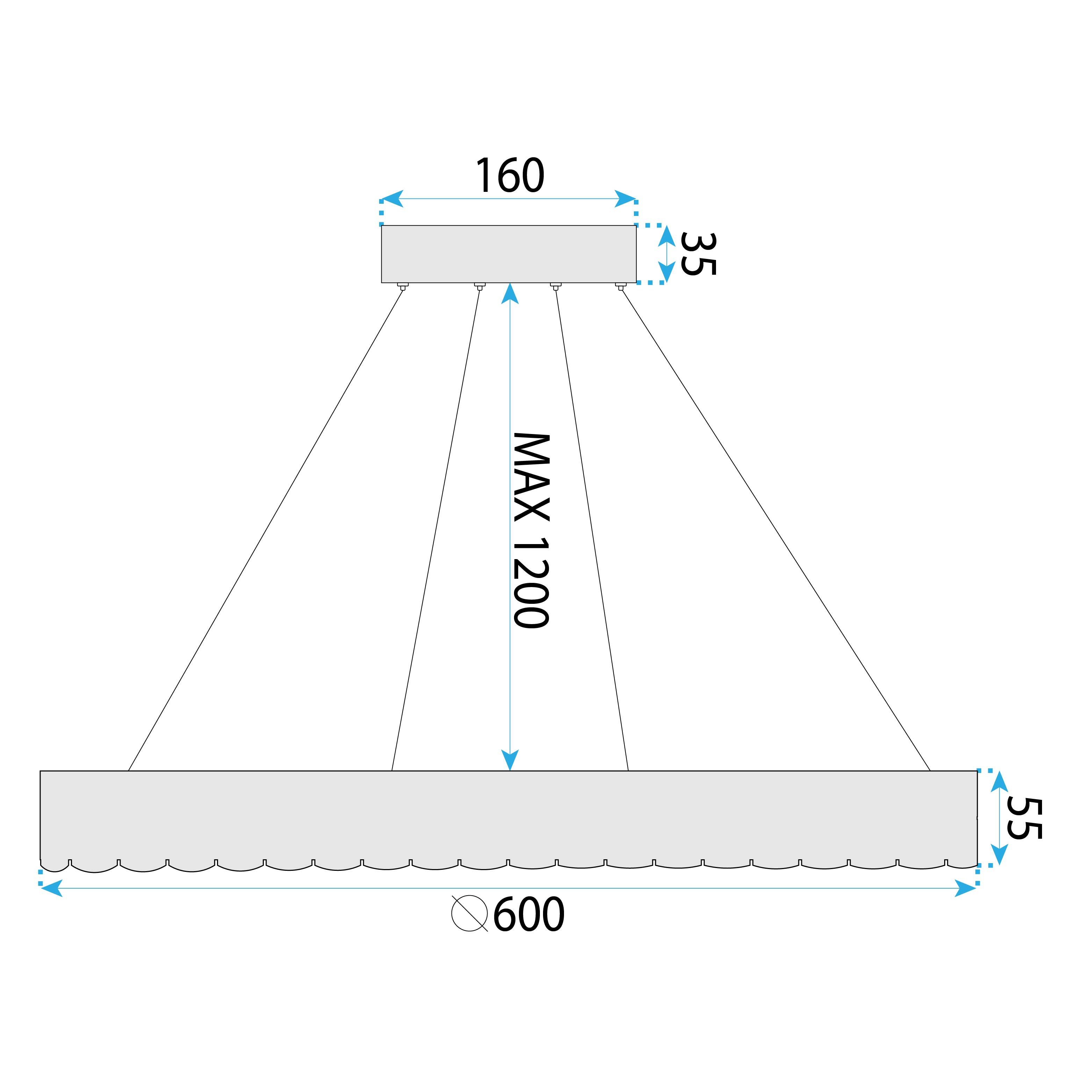 Toolight, LED závesné svietidlo 60cm, 40W, 4000K, MS019-CP, ružové zlato, OSW-09631