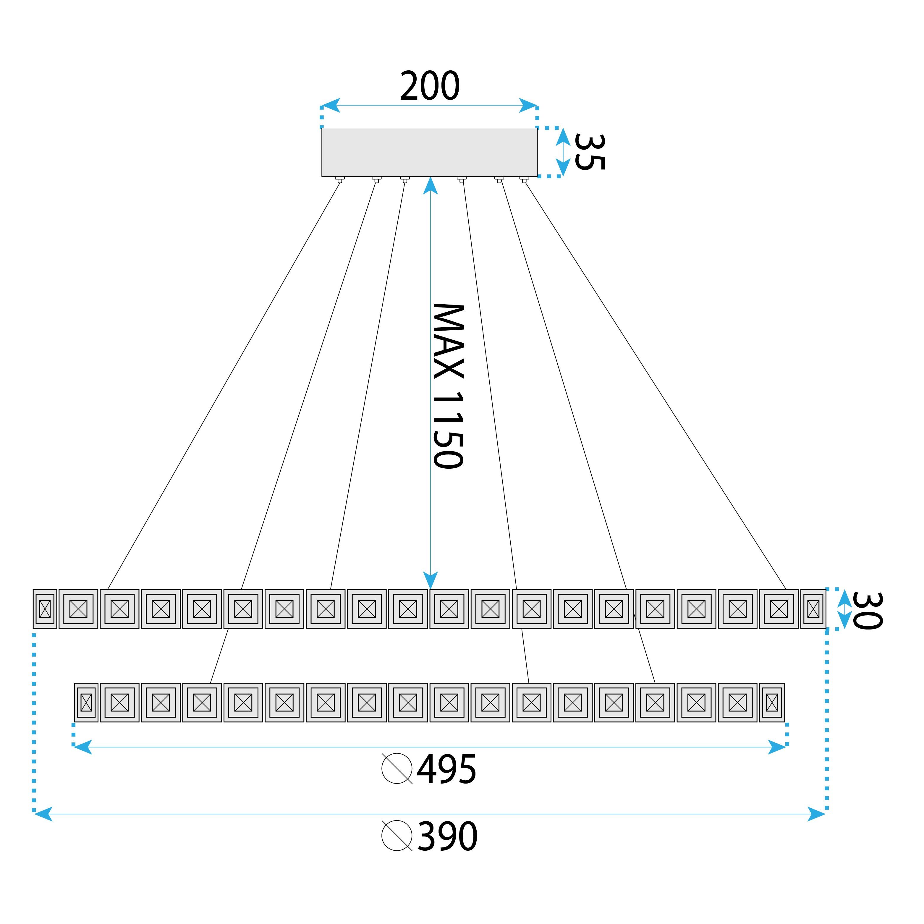 Toolight, LED stropné osvetlenie 50cm, 42W, 4000K, 2500lm, MS012-CP, ružové zlato, OSW-09624