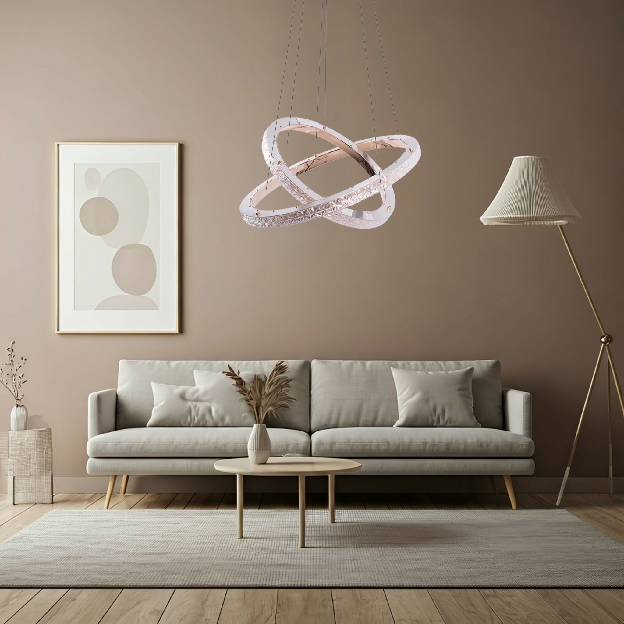 Toolight, LED stropné osvetlenie 59cm, 60W, 4000K, 5000lm, MS011-CP, ružové zlato, OSW-09623