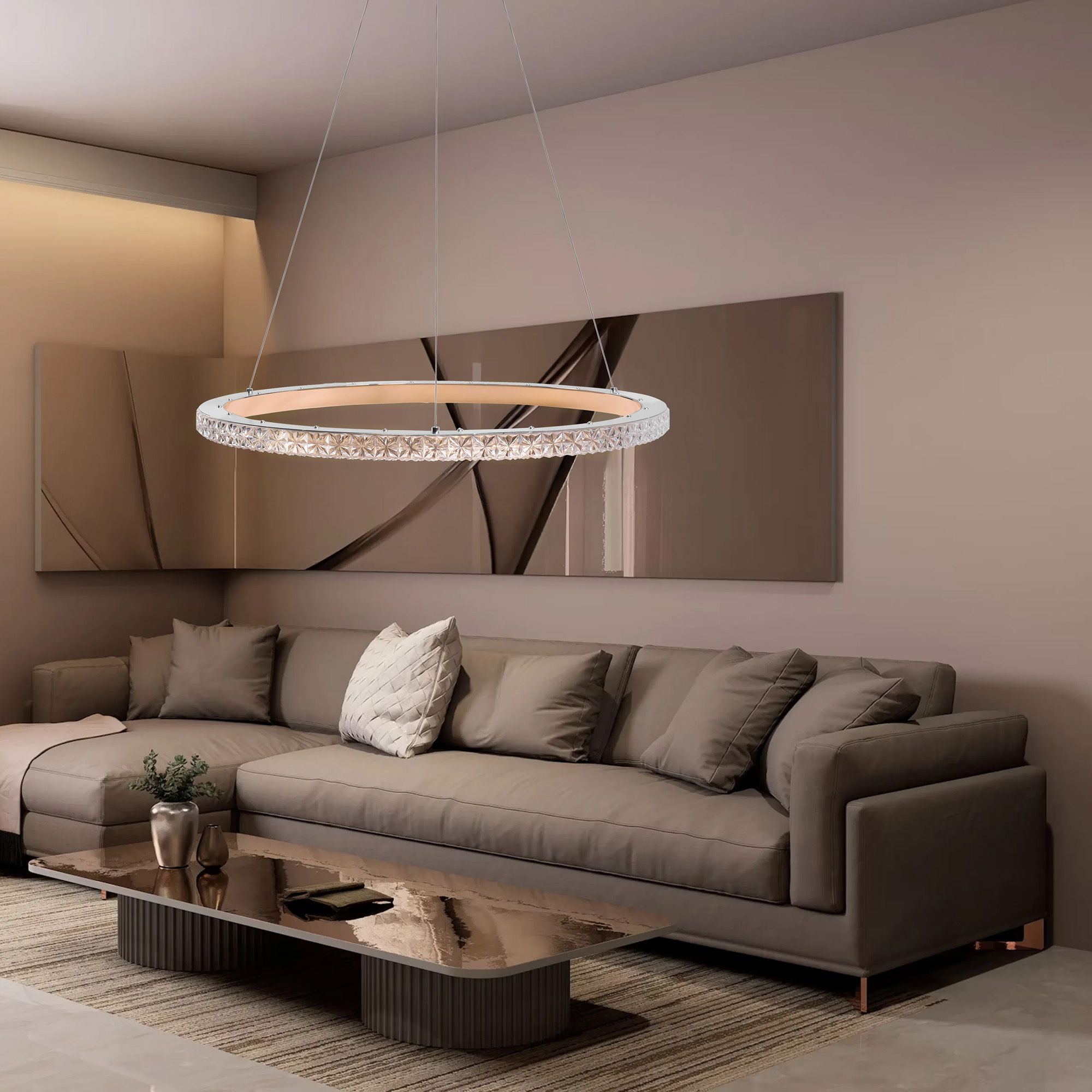 Toolight, LED stropné osvetlenie 59cm, 36W, 4000K, MS009-C, ružové zlato, OSW-09619