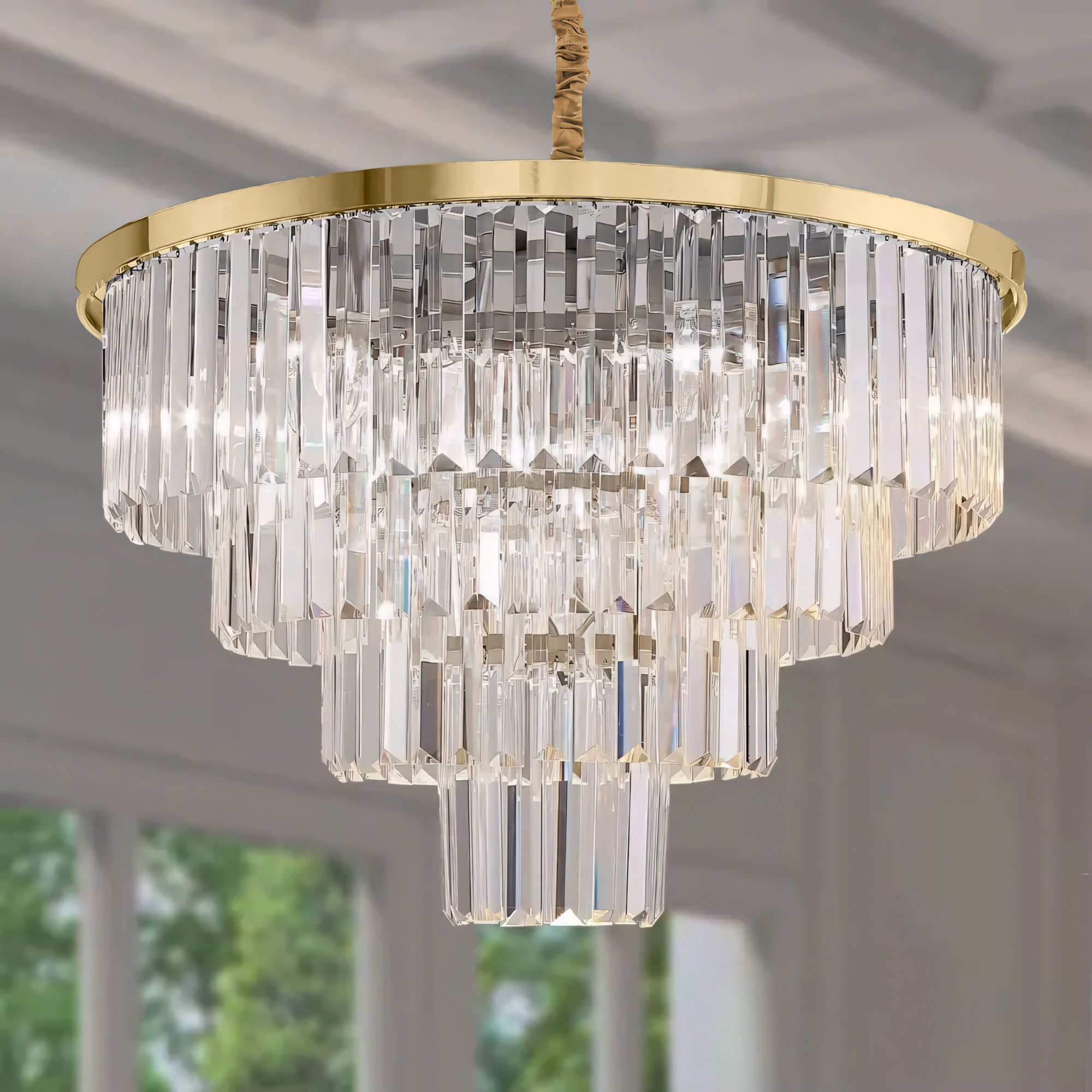 Toolight, závesný krištáľový stropný luster 58cm, 6xE14, APP1533-6CP4, zlatá, OSW-03255