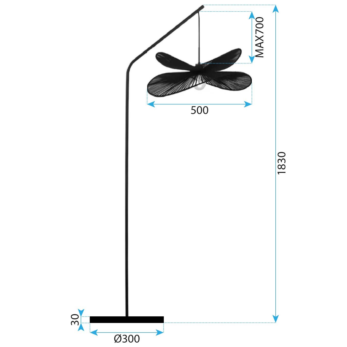 Toolight, lampa na postavenie 1xE27, APP1835-1F, čierna, OSW-00638