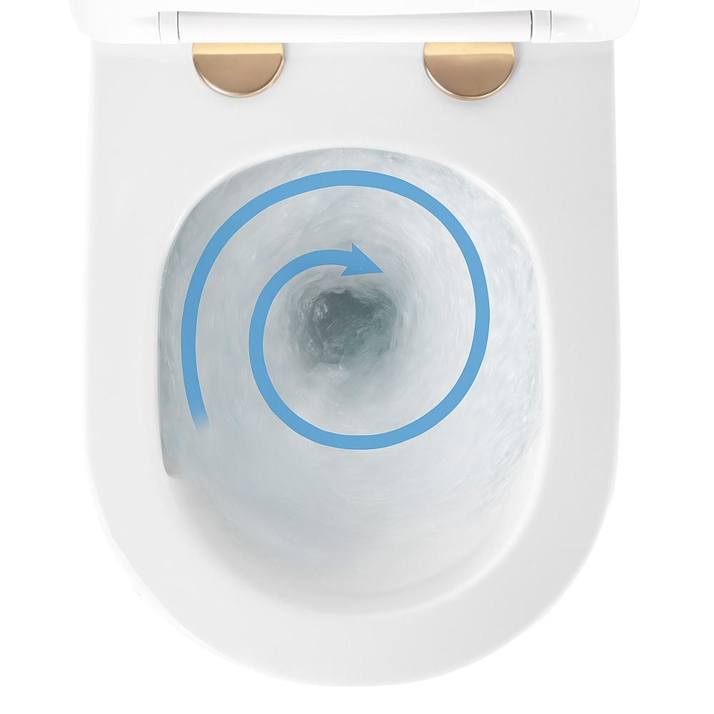 Rea Carlo Mini Tornado, závesná WC misa 490x355x350mm + toaletné sedadlo, biela-zlatý okraj, REA-C6801