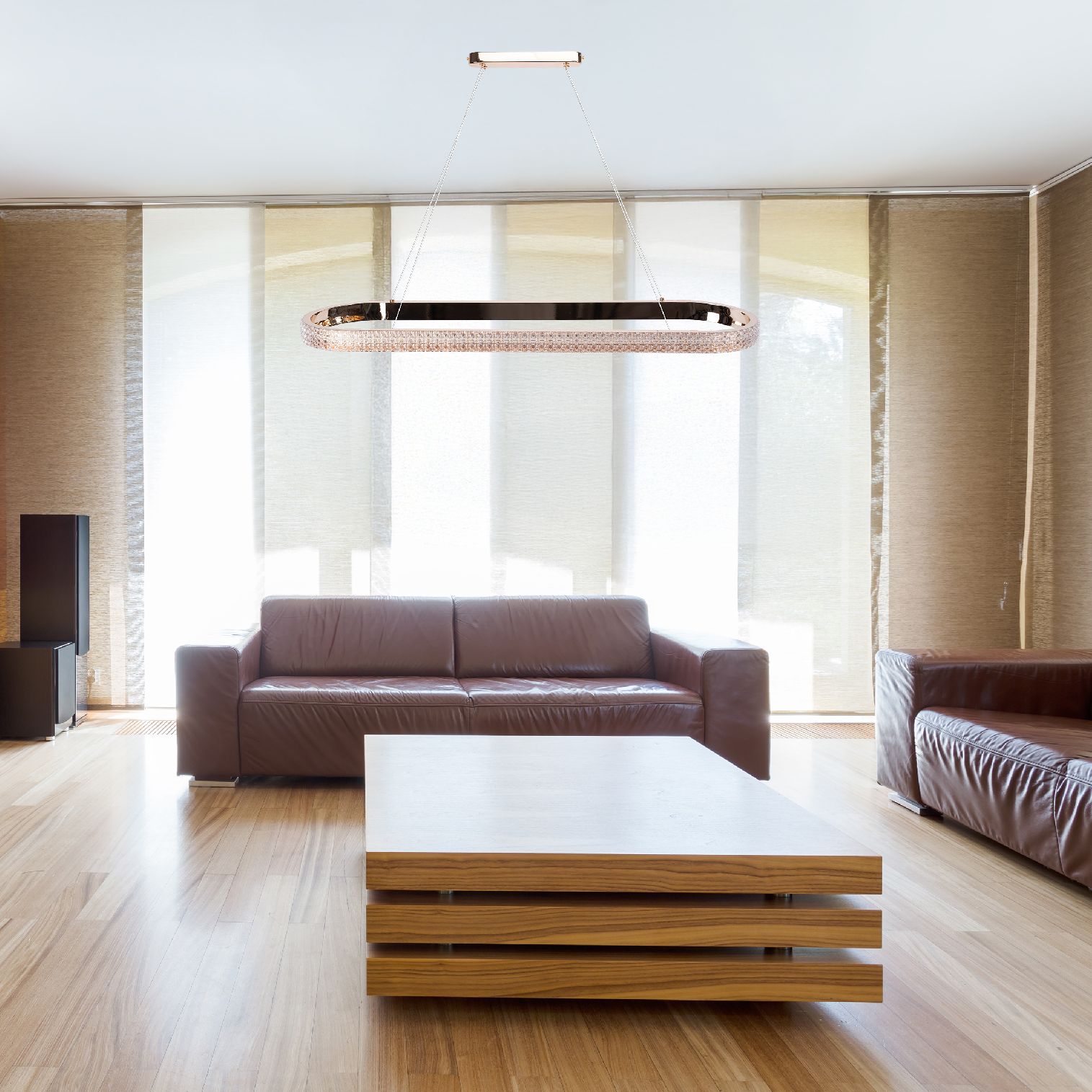 Toolight, LED závesné svietidlo 90cm APP1751-CP, zlatá lesklá, OSW-06065