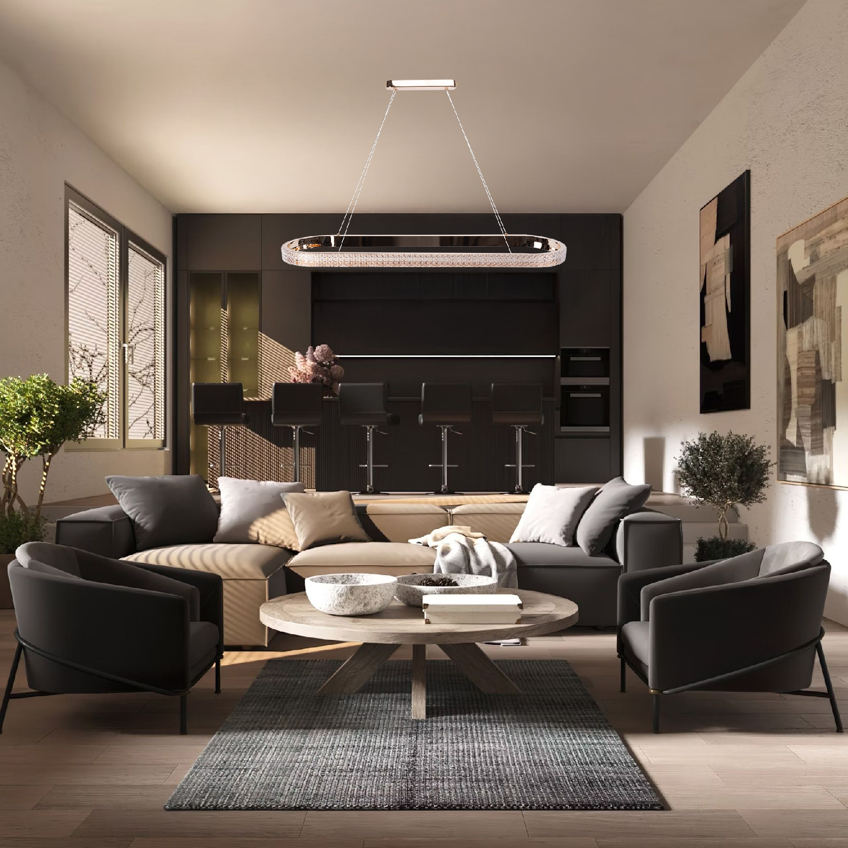Toolight, LED závesné svietidlo 90cm APP1751-CP, zlatá lesklá, OSW-06065