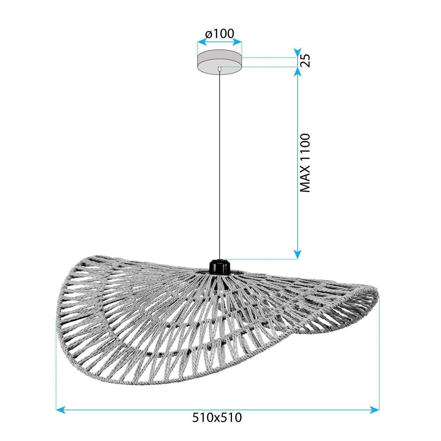 Toolight, závesné stropné svietidlo 50cm, 1xE27, APP1739-1CP, hnedá-čierna, OSW-06062