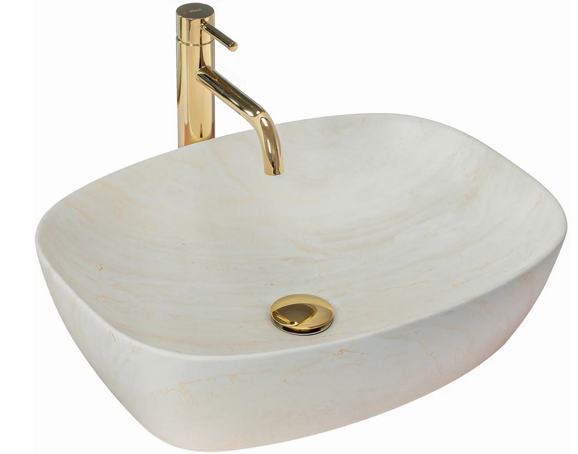 Rea Freja, umývadlo na dosku 50 x 39 cm, imitácia kameňa-Ivory, REA-U9154