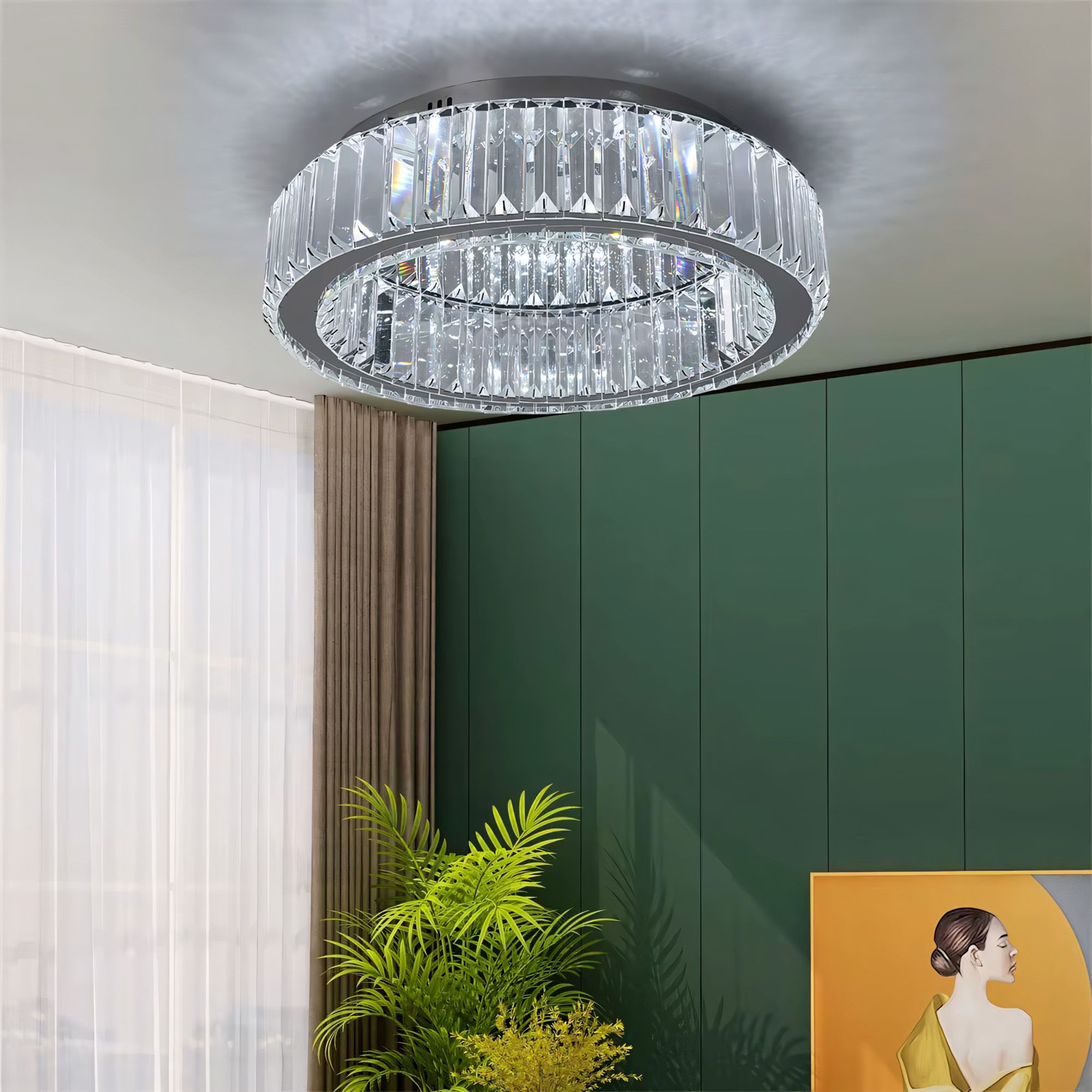 Toolight, krištáľové stropné svietidlo 40cm, 24W, 4000K, 1120lm, APP1742-C, chrómová, OSW-09306