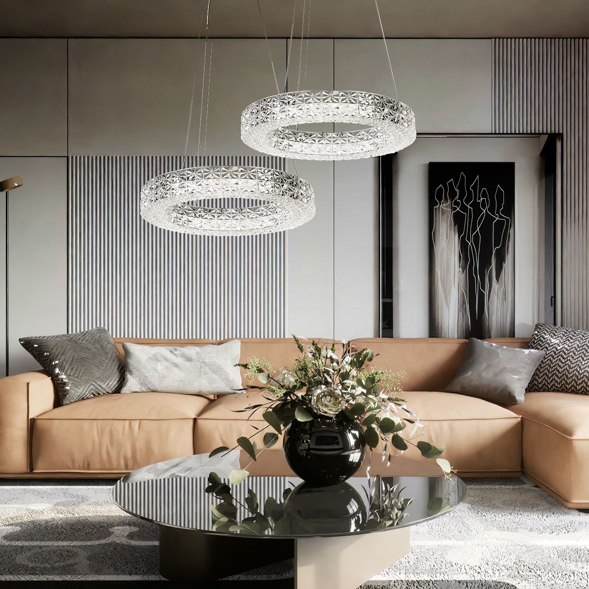 Toolight, LED stropné krištáľové svietidlo 40cm, 24W, 4000K, MS004-CP, chrómová, OSW-09614
