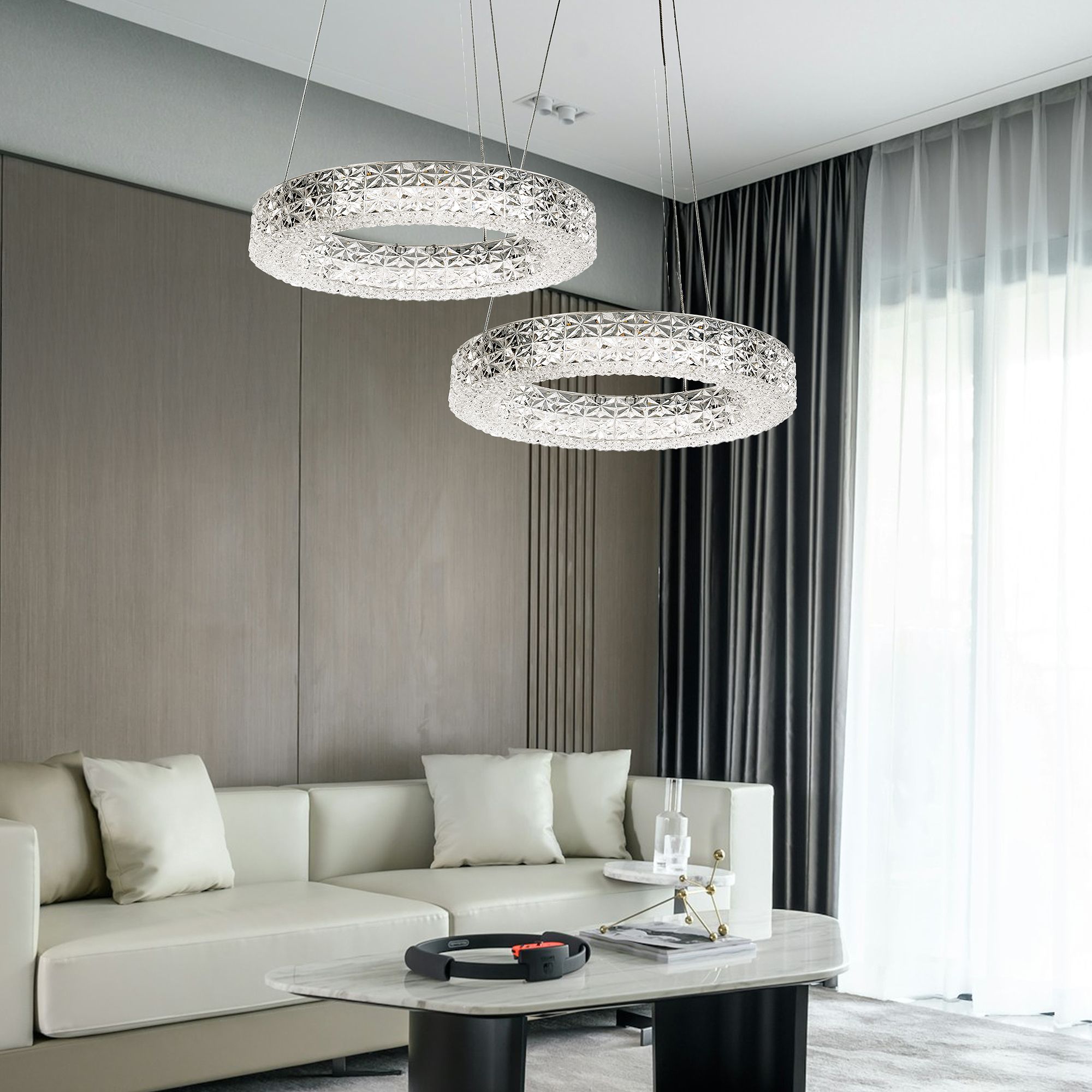 Toolight, LED stropné krištáľové svietidlo 40cm, 24W, 4000K, MS004-CP, chrómová, OSW-09614