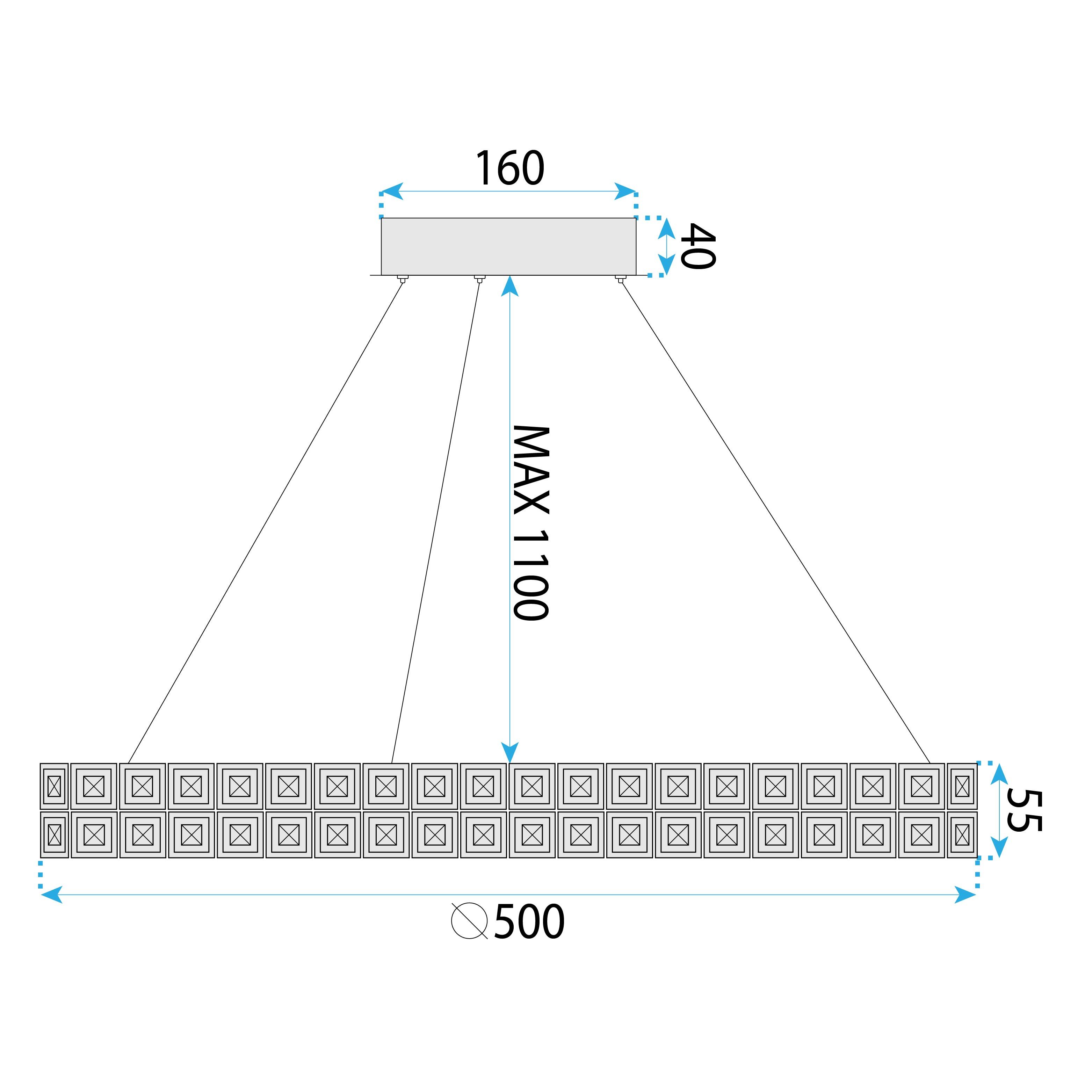 Toolight, LED stropné svietidlo 50cm, 36W, 4000K, MS005-CP, chrómová, OSW-09615