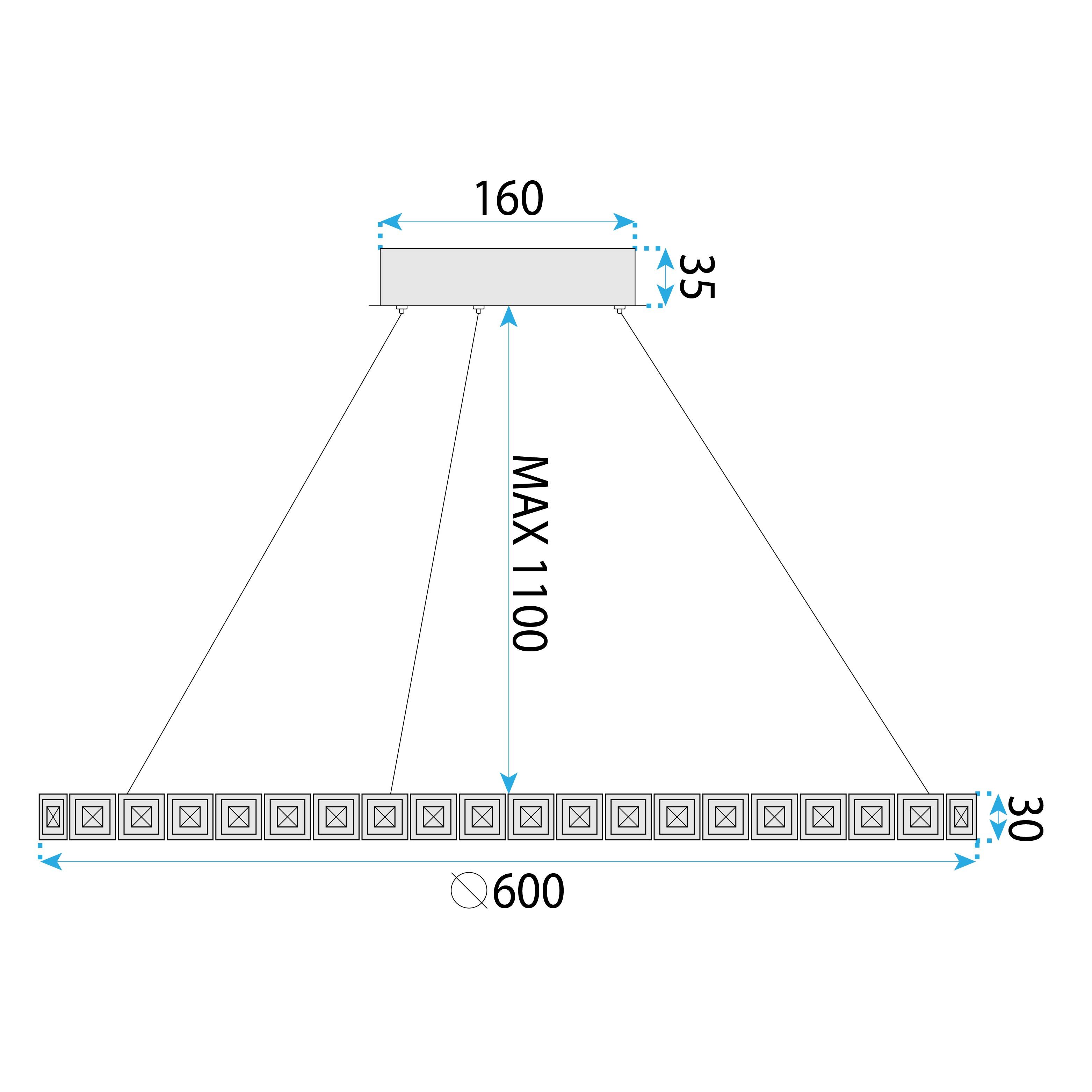 Toolight, LED stropné osvetlenie 60cm, 36W, 4000K, MS010-CP, chrómová, OSW-09620
