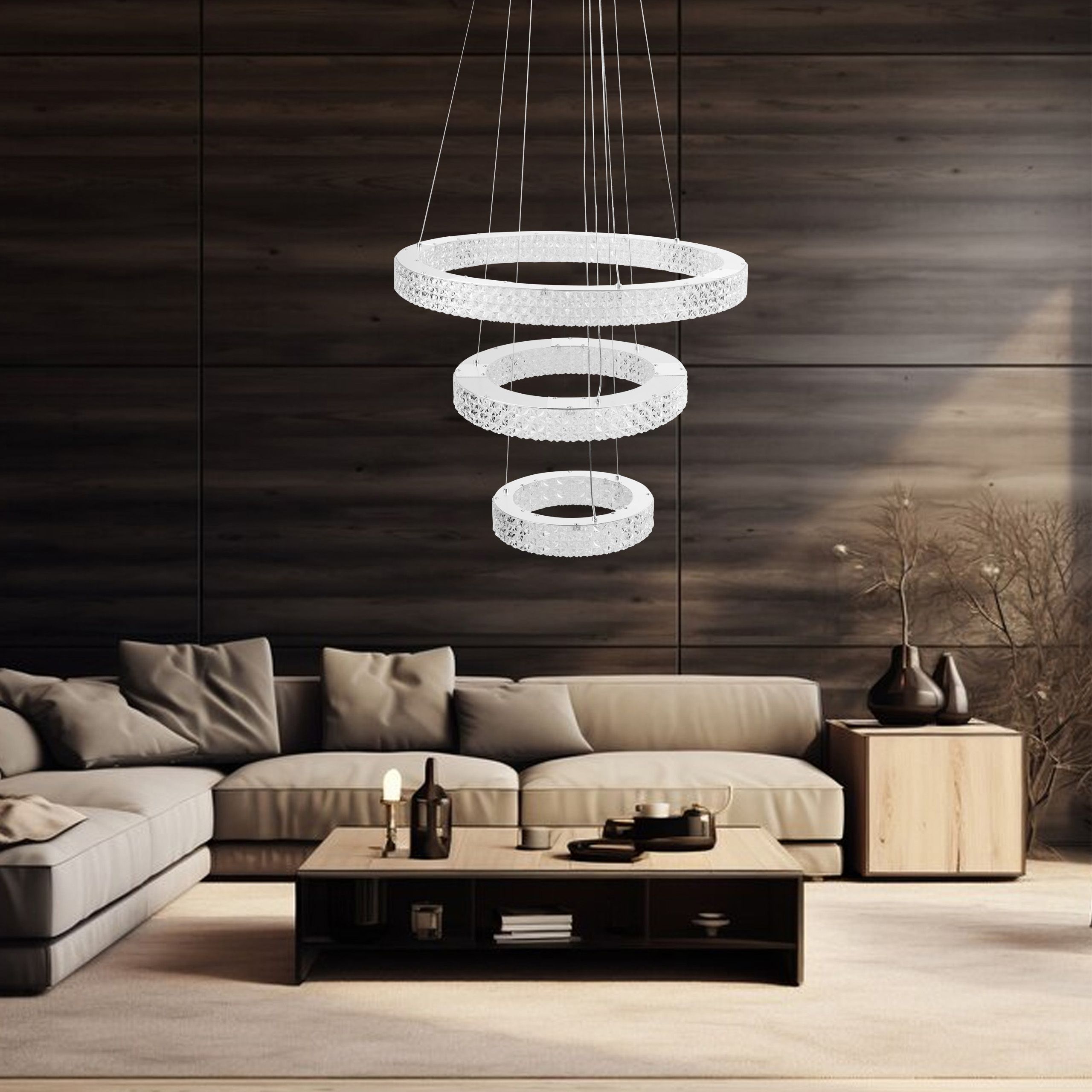 Toolight, LED stropné svietidlo 60cm, 76W, 4000K, MS008-CP, chrómová, OSW-09618