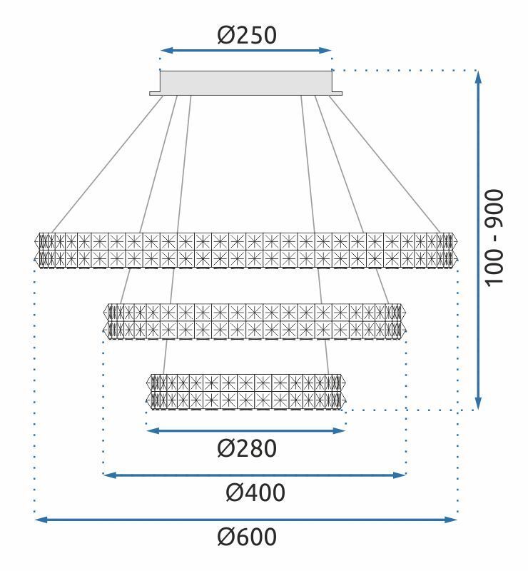 Toolight, LED stropné svietidlo 60cm, 76W, 4000K, MS008-CP, chrómová, OSW-09618