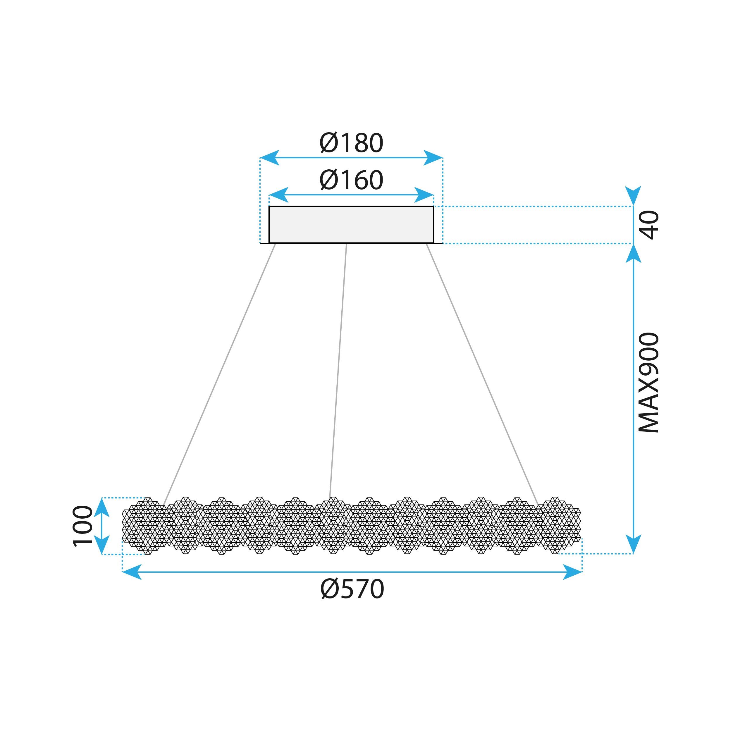 Toolight, LED závesné svietidlo 57cm, 36W, 4000K, MS017-CP, chrómová, OSW-09629