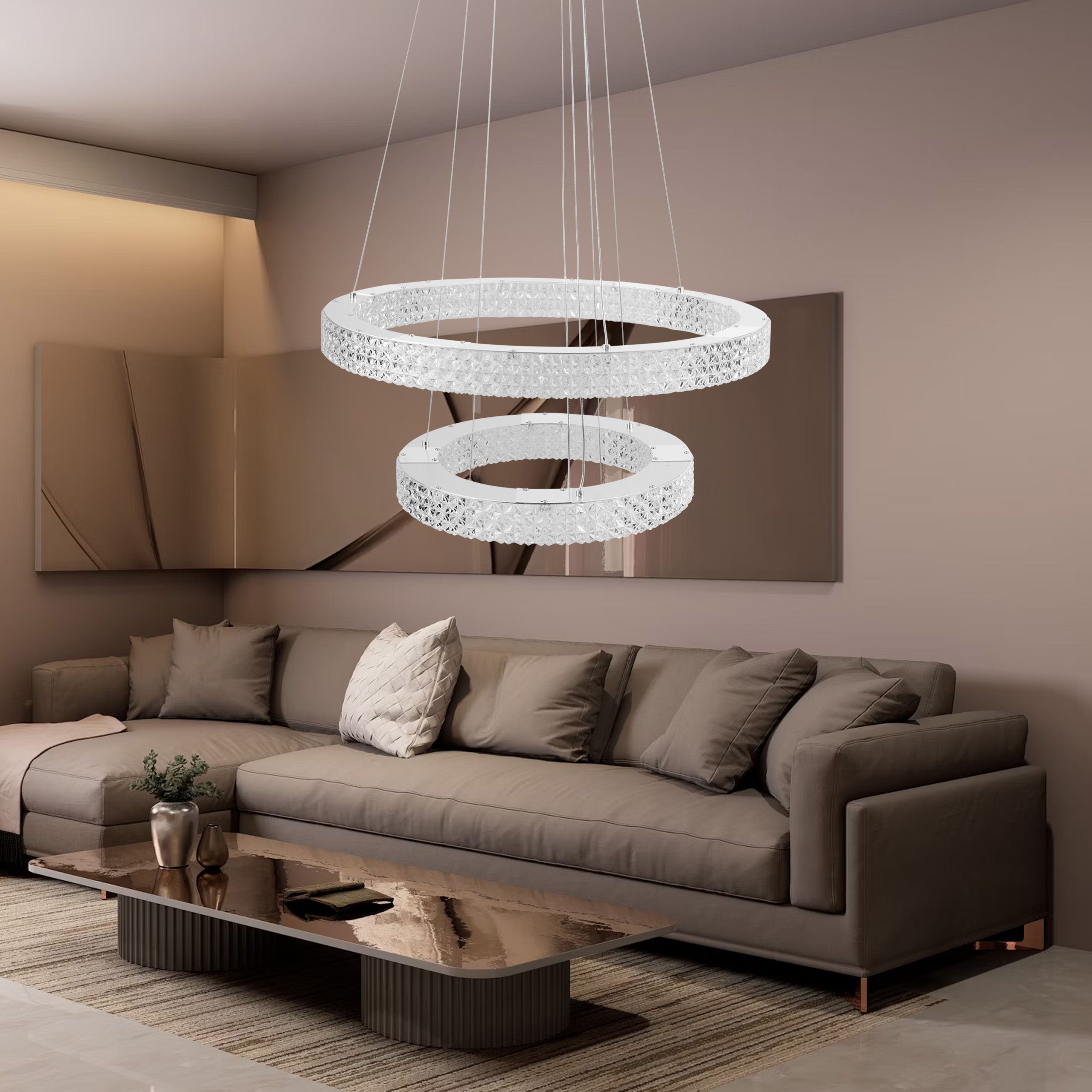 Toolight, LED stropné svietidlo 60cm, 64W, 4000K, 5000lm, MS007-CP, chrómová, OSW-09617