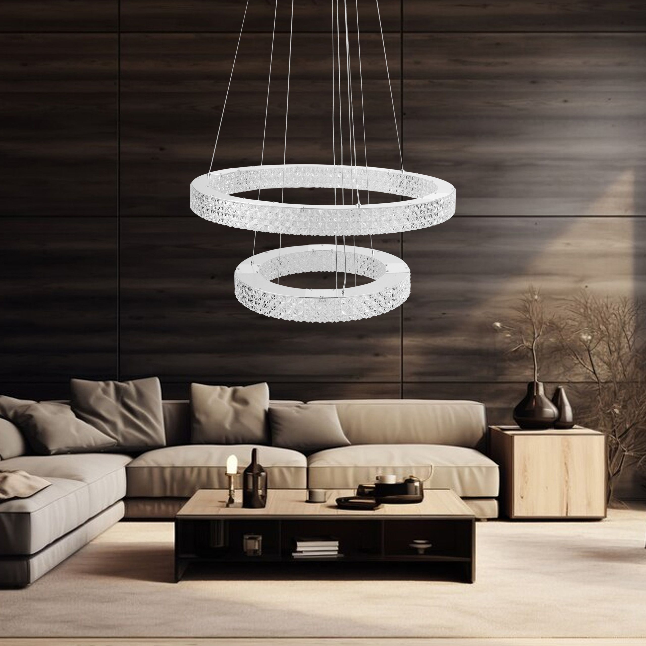 Toolight, LED stropné svietidlo 60cm, 64W, 4000K, 5000lm, MS007-CP, chrómová, OSW-09617