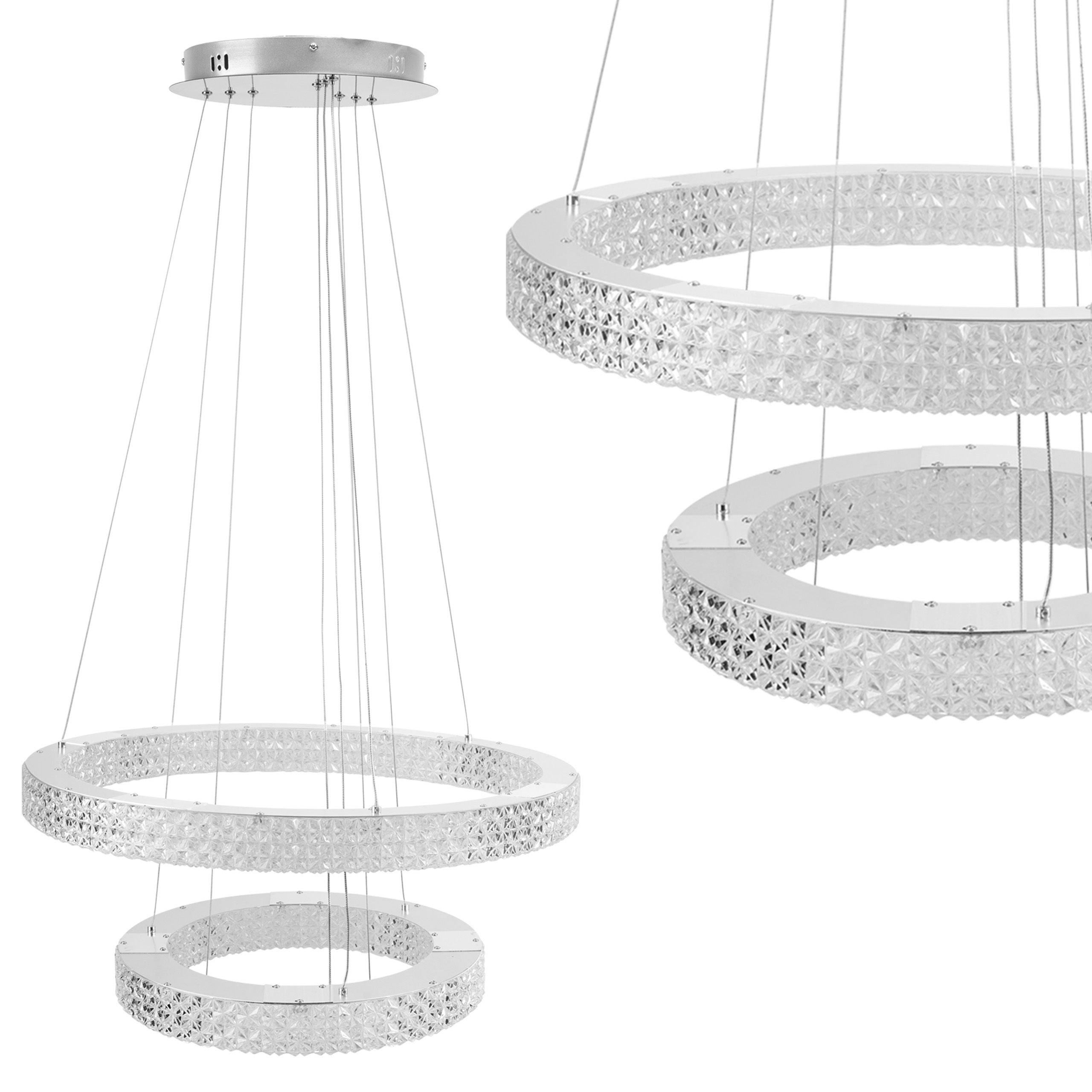 Toolight, LED stropné svietidlo 60cm, 64W, 4000K, 5000lm, MS007-CP, chrómová, OSW-09617