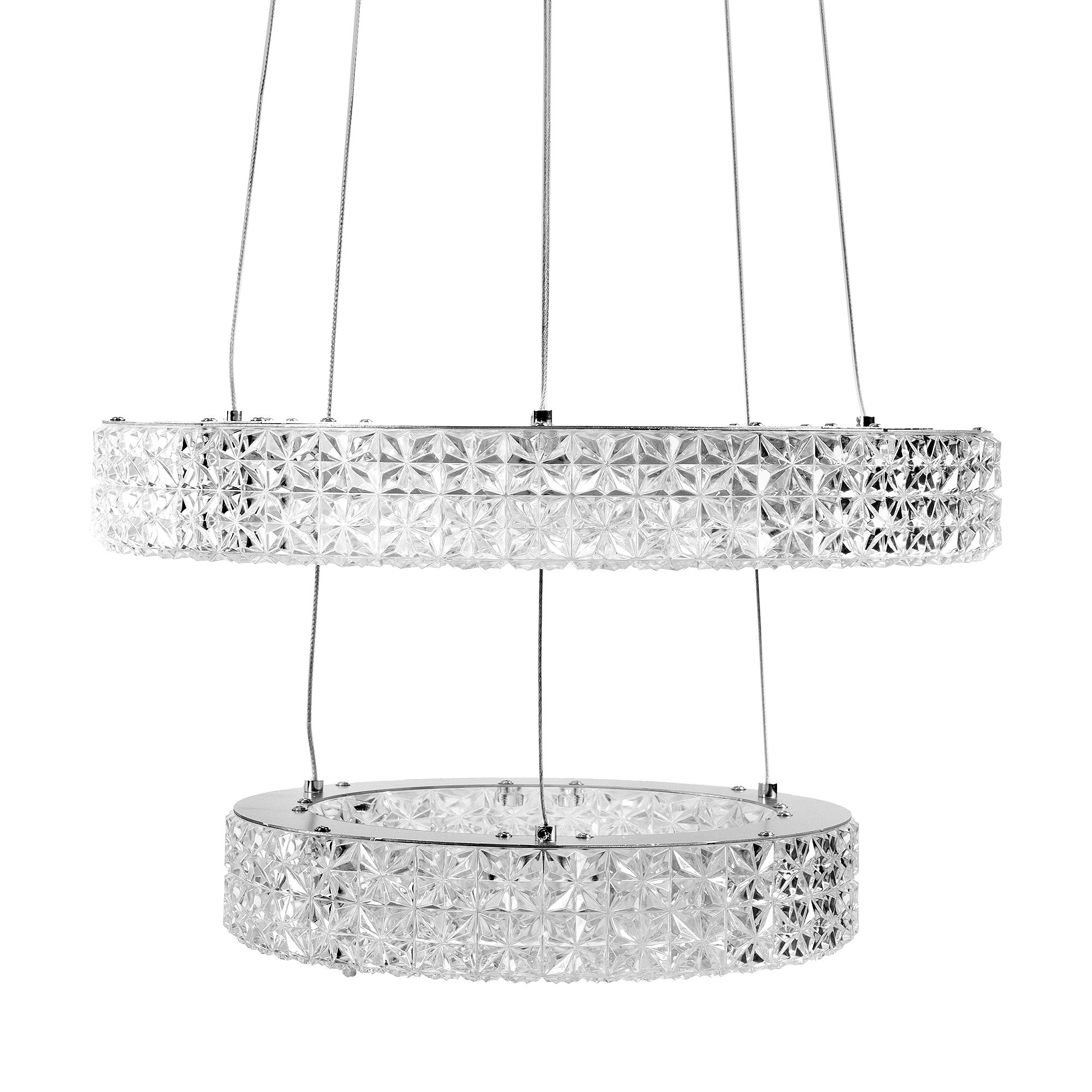 Toolight, LED krištáľové stropné svietidlo 40cm, 36W, 4000K, 3500 lm, MS006-CP, chrómová, OSW-09616
