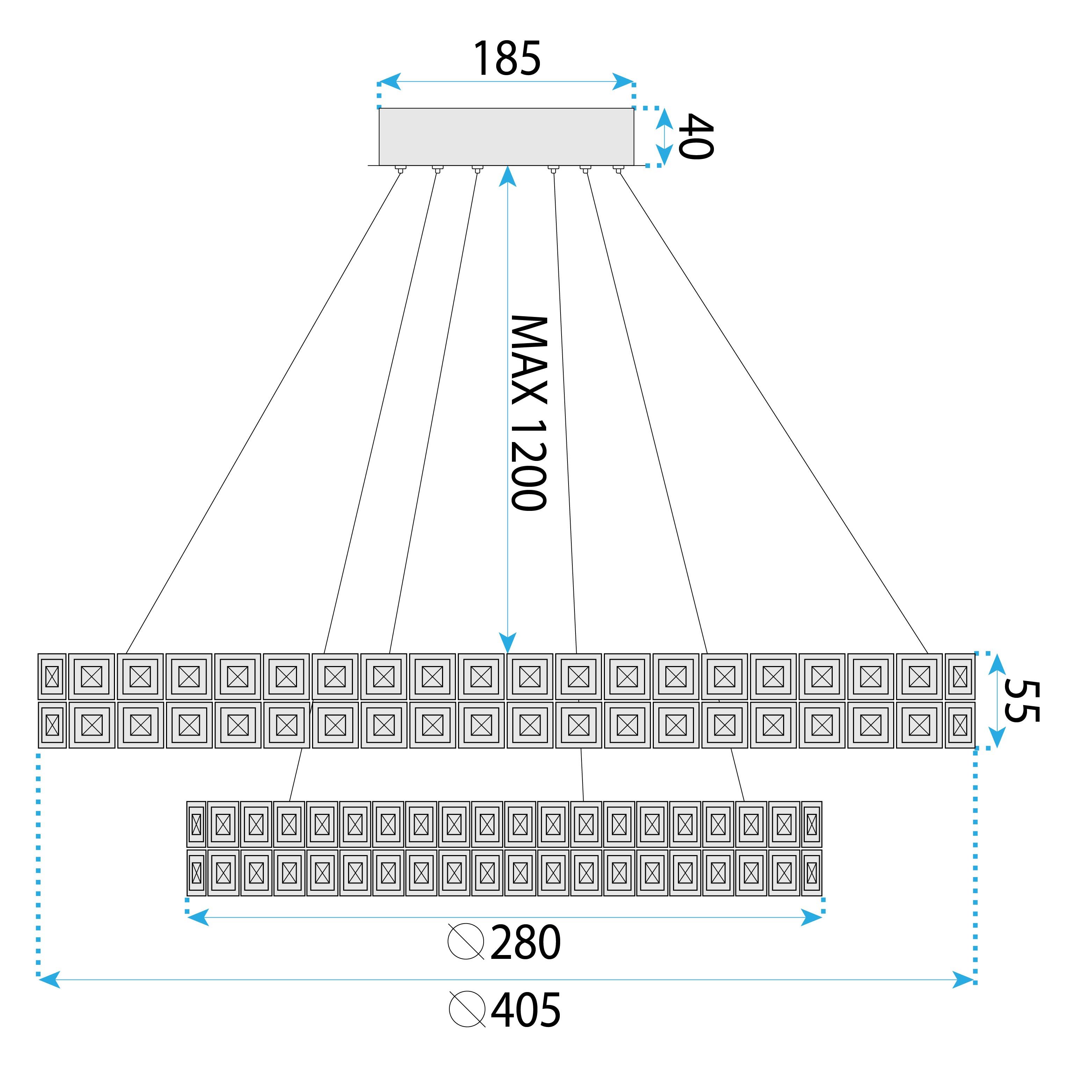 Toolight, LED krištáľové stropné svietidlo 40cm, 36W, 4000K, 3500 lm, MS006-CP, chrómová, OSW-09616