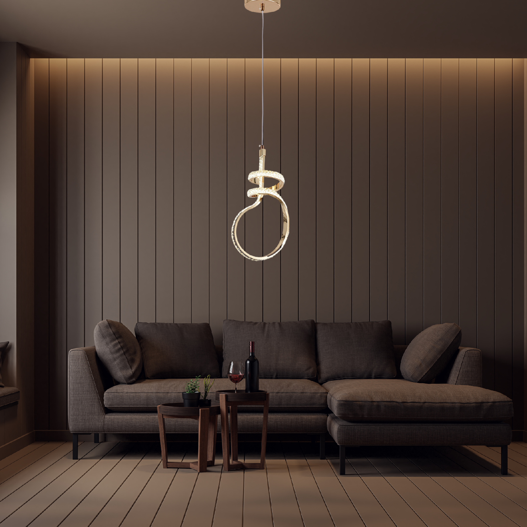 Toolight, LED závesné svietidlo, 24W, 4000K, G071-CP, zlatá, OSW-08669