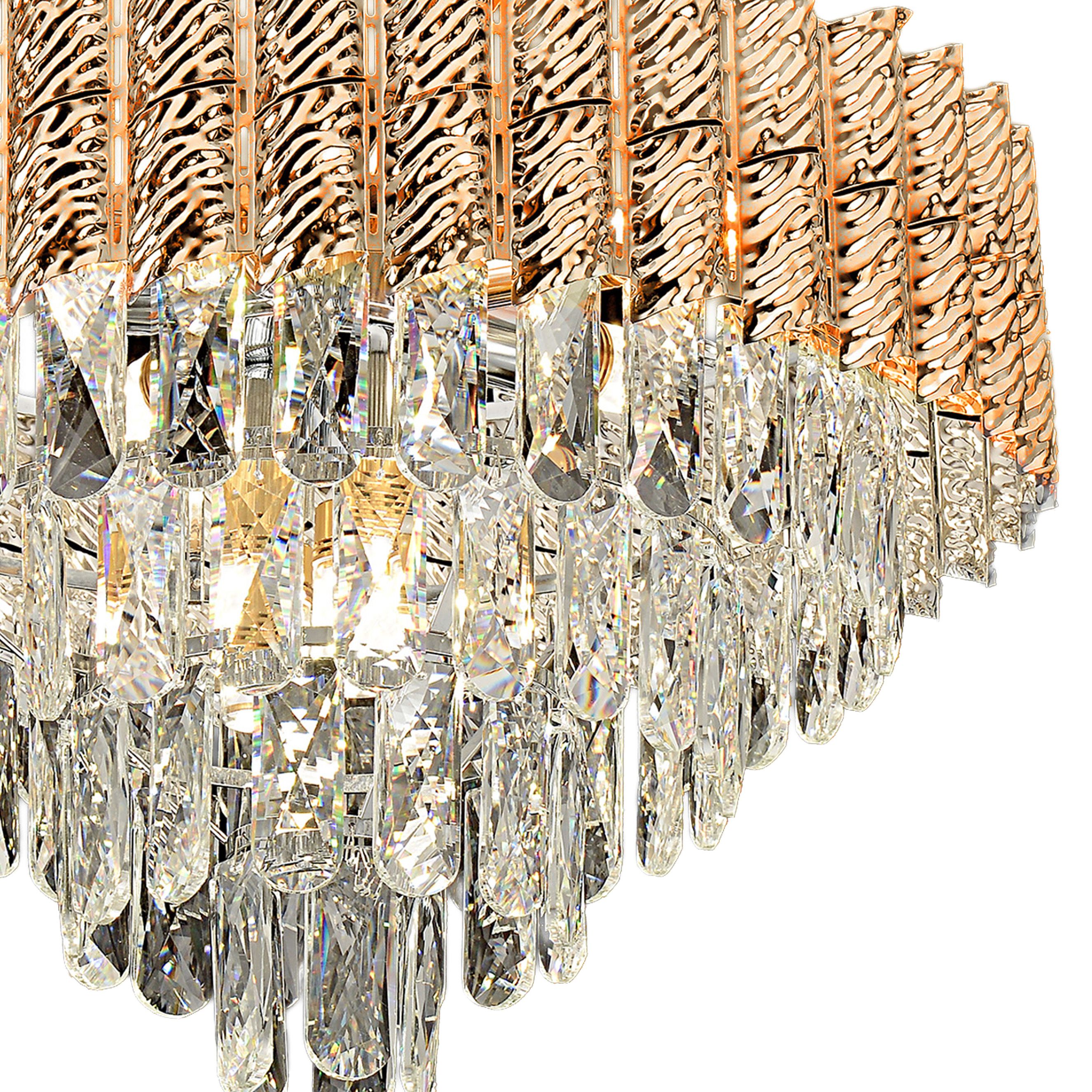 Toolight, krištáľové stropné svietidlo 50cm, 7xE14, G054-CP, zlatá, OSW-08948