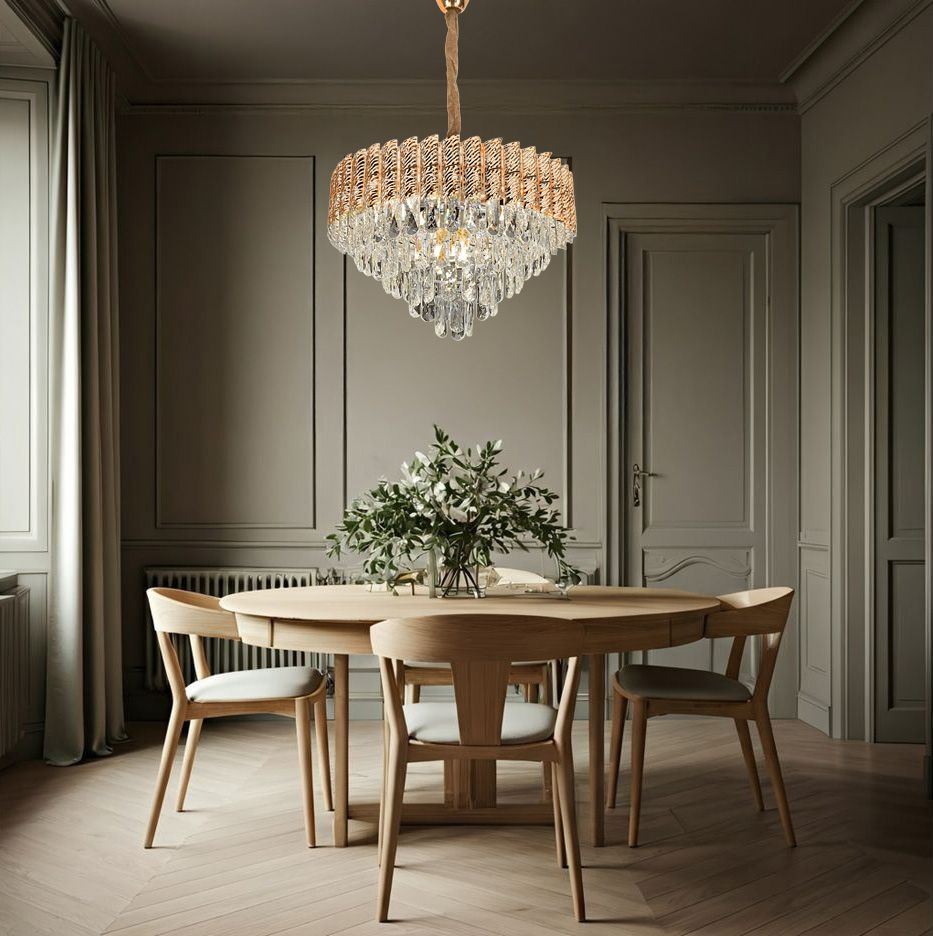 Toolight, krištáľové stropné svietidlo 50cm, 7xE14, G054-CP, zlatá, OSW-08948
