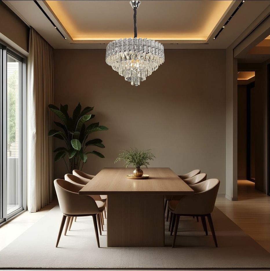 Toolight, krištáľové závesné svietidlo 50cm, 7xE14, G055-CP, chróm, OSW-08949