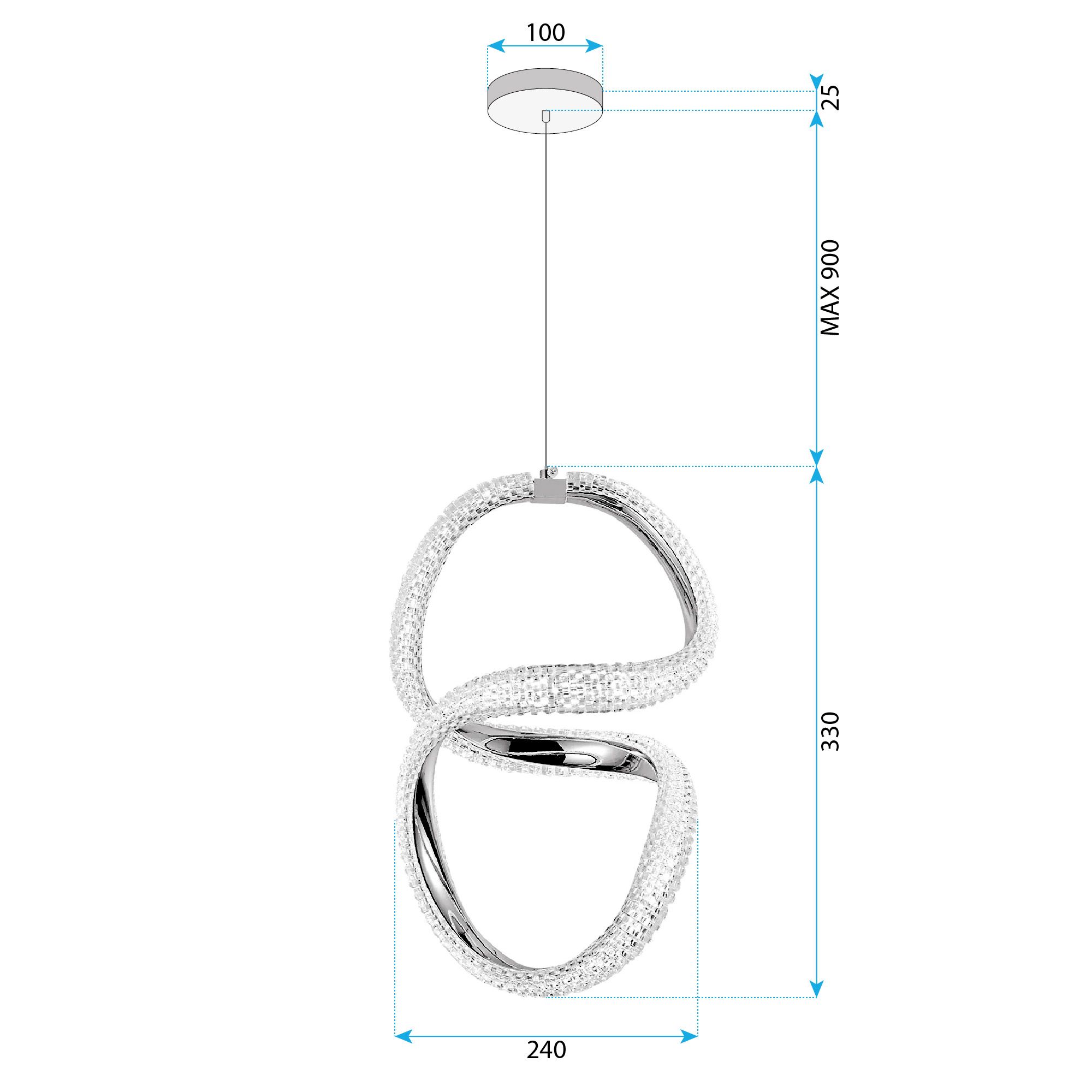Toolight, LED závesné svietidlo 24W, 4000K, G077-3CPR, zlatá, OSW-08667