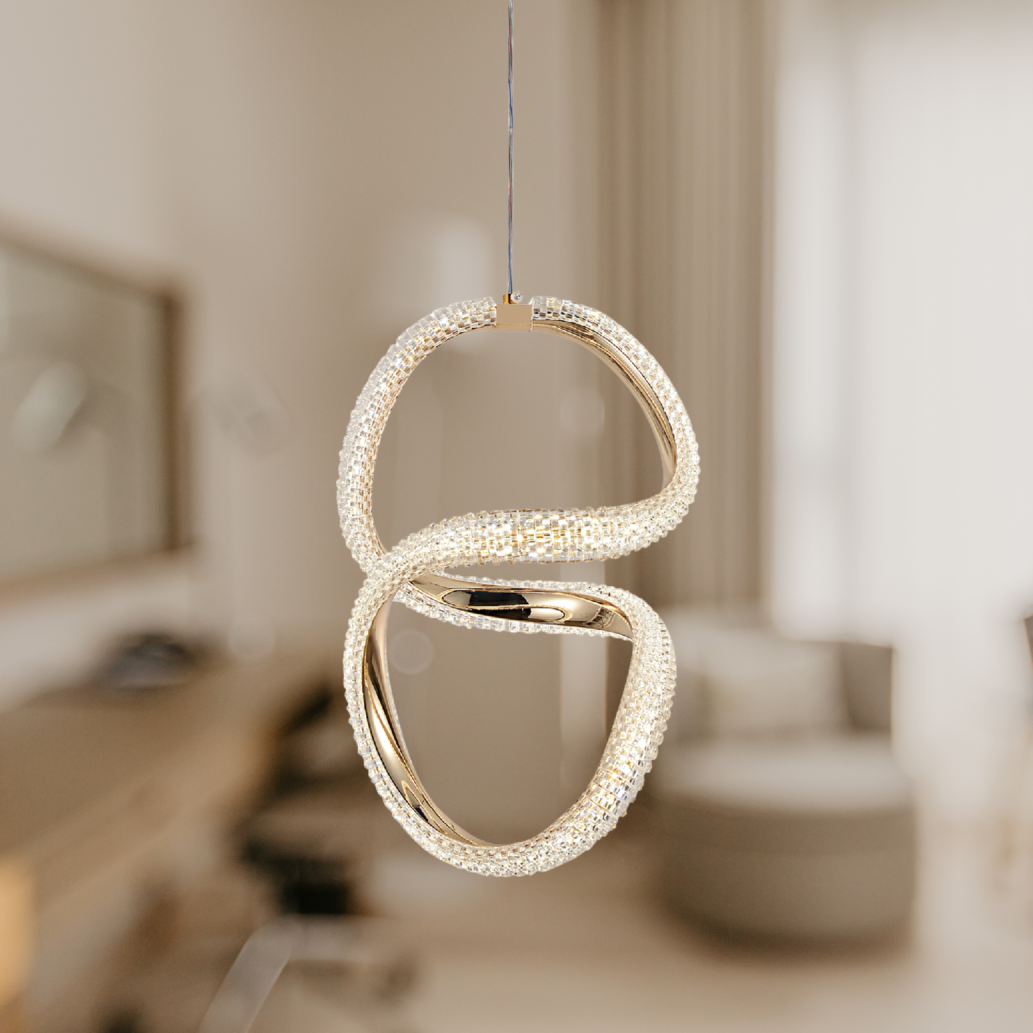 Toolight, LED závesné svietidlo 24W, 4000K, G077-3CPR, zlatá, OSW-08667