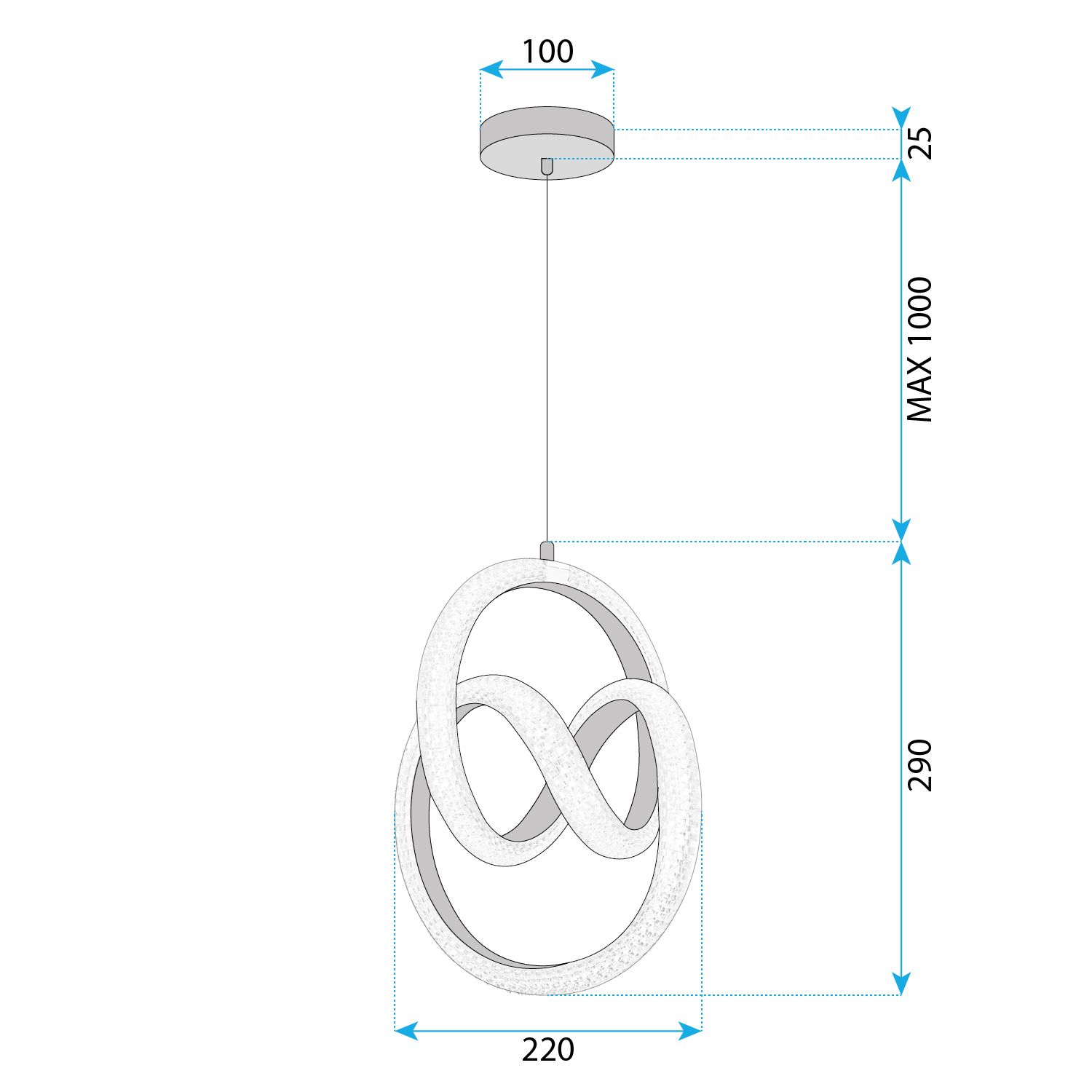 Toolight, LED závesné svietidlo 24W, 4000K, G068-CP, zlatá, OSW-08665