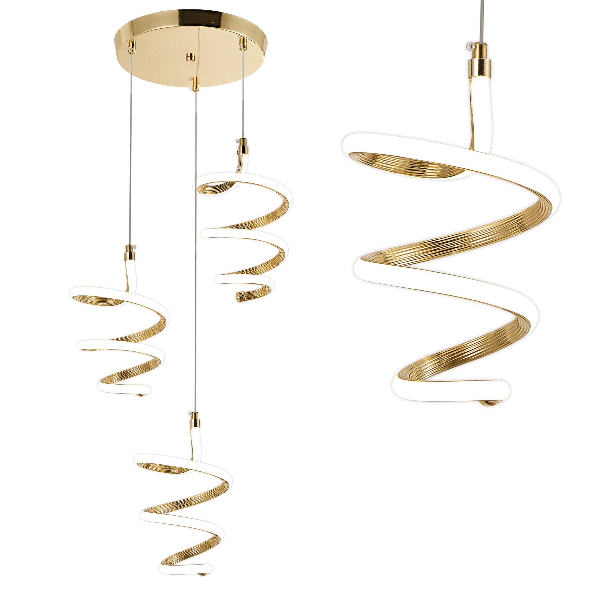Toolight, LED závesné svietidlo 3x20W, 4000K, 4000lm, G075-3CPR, zlatá, OSW-08661